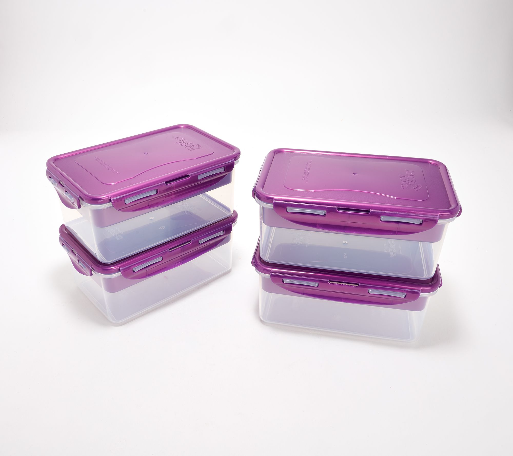 LocknLock Set of 4 Rectangles w/ Removeable Divided Inserts