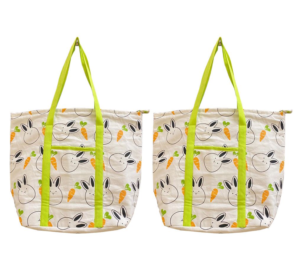 "As Is" Temp-tations Seasonal Set of (2) Printed Tote Bags