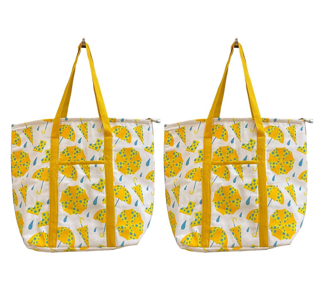 "As Is" Temp-tations Seasonal Set of (2) Printed Tote Bags