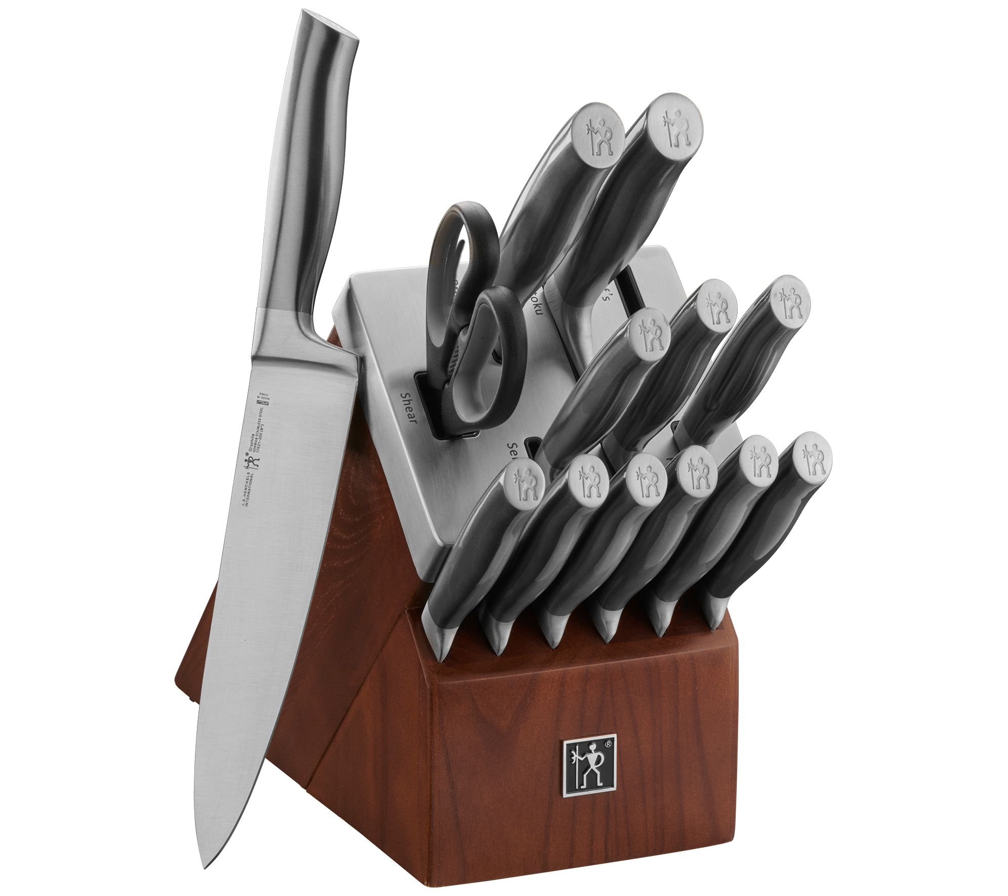 GreenLife Cutlery Stainless Steel Knife Set, 13 Piece with Knife Block,  Turquoise 