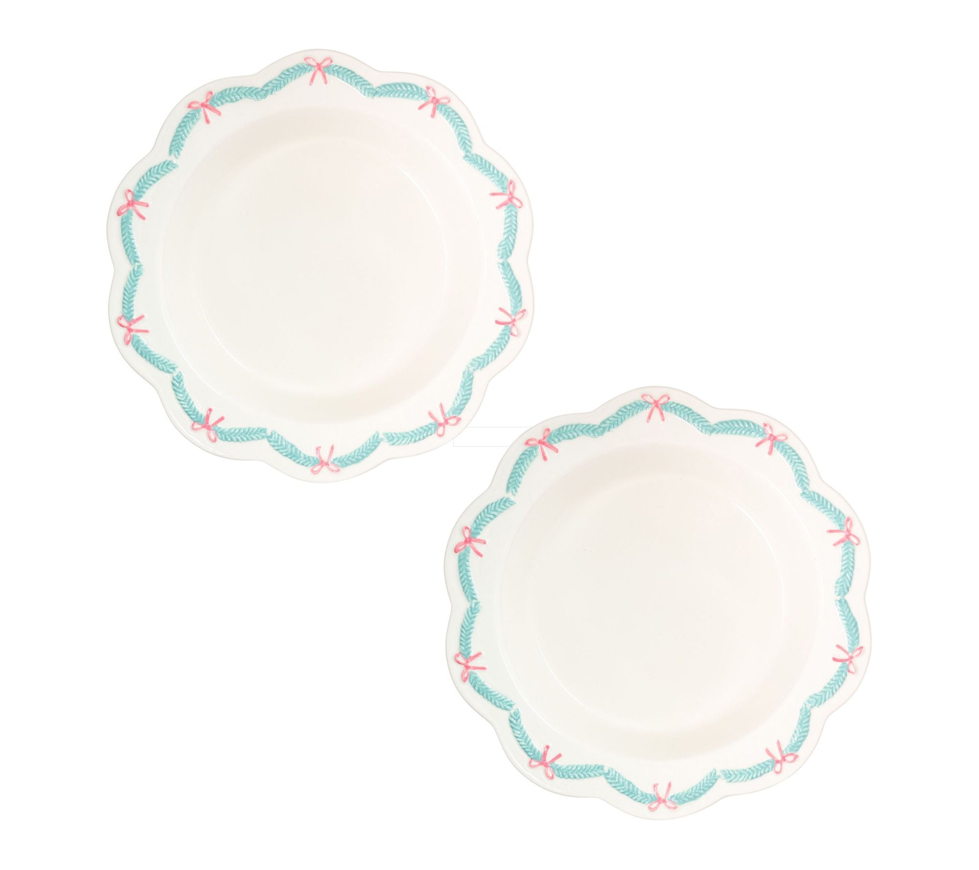 10 Strawberry Street Set of 2 Holiday Garland & Bows Pie Plate