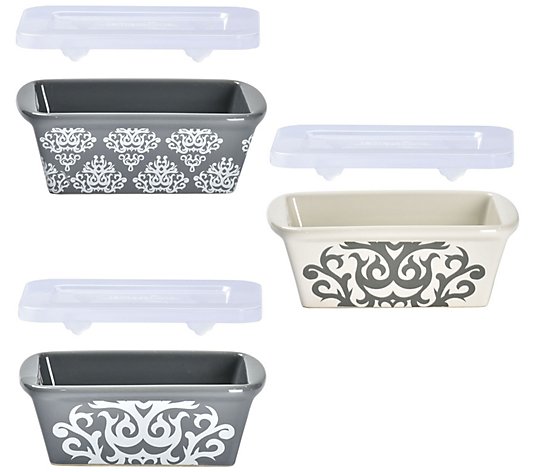 Temp-tations Set of 3 14-oz Mini Loaf Pans with Gift Boxes Boxes