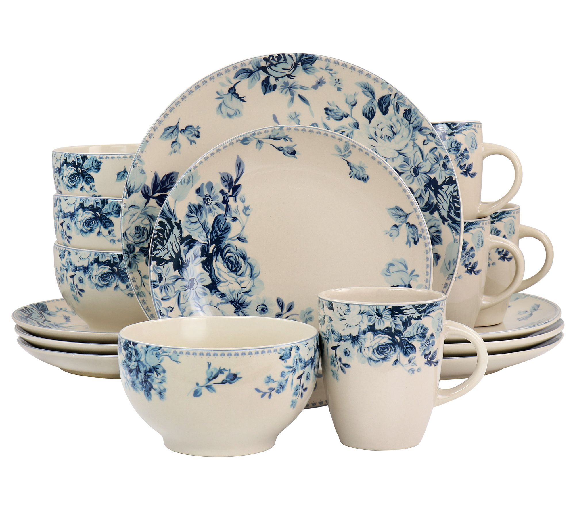 Elama Traditional Desert Rose 16Piece Dinnerware Set