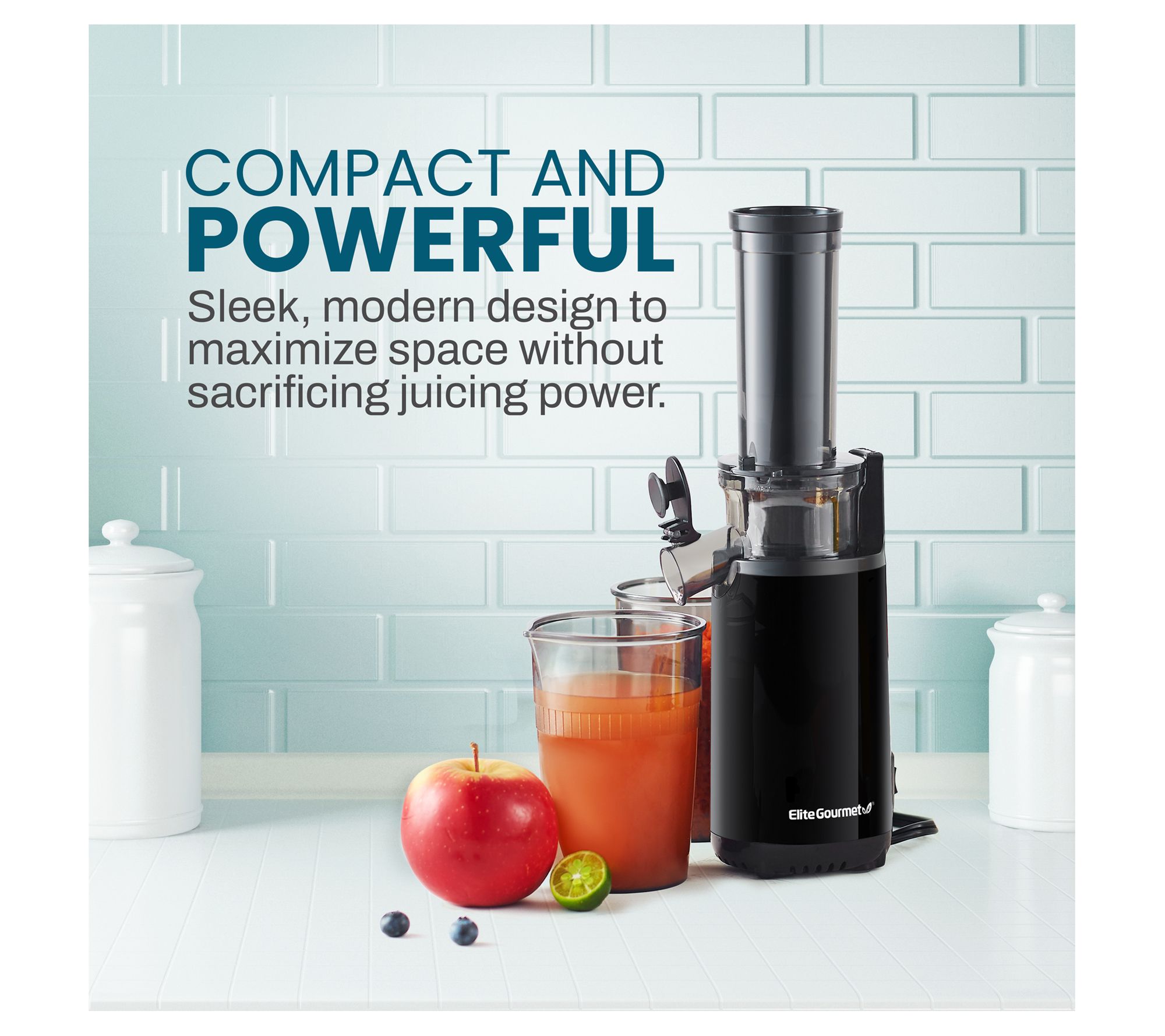 Elite Gourmet Compact Cold Press Slow Juicer