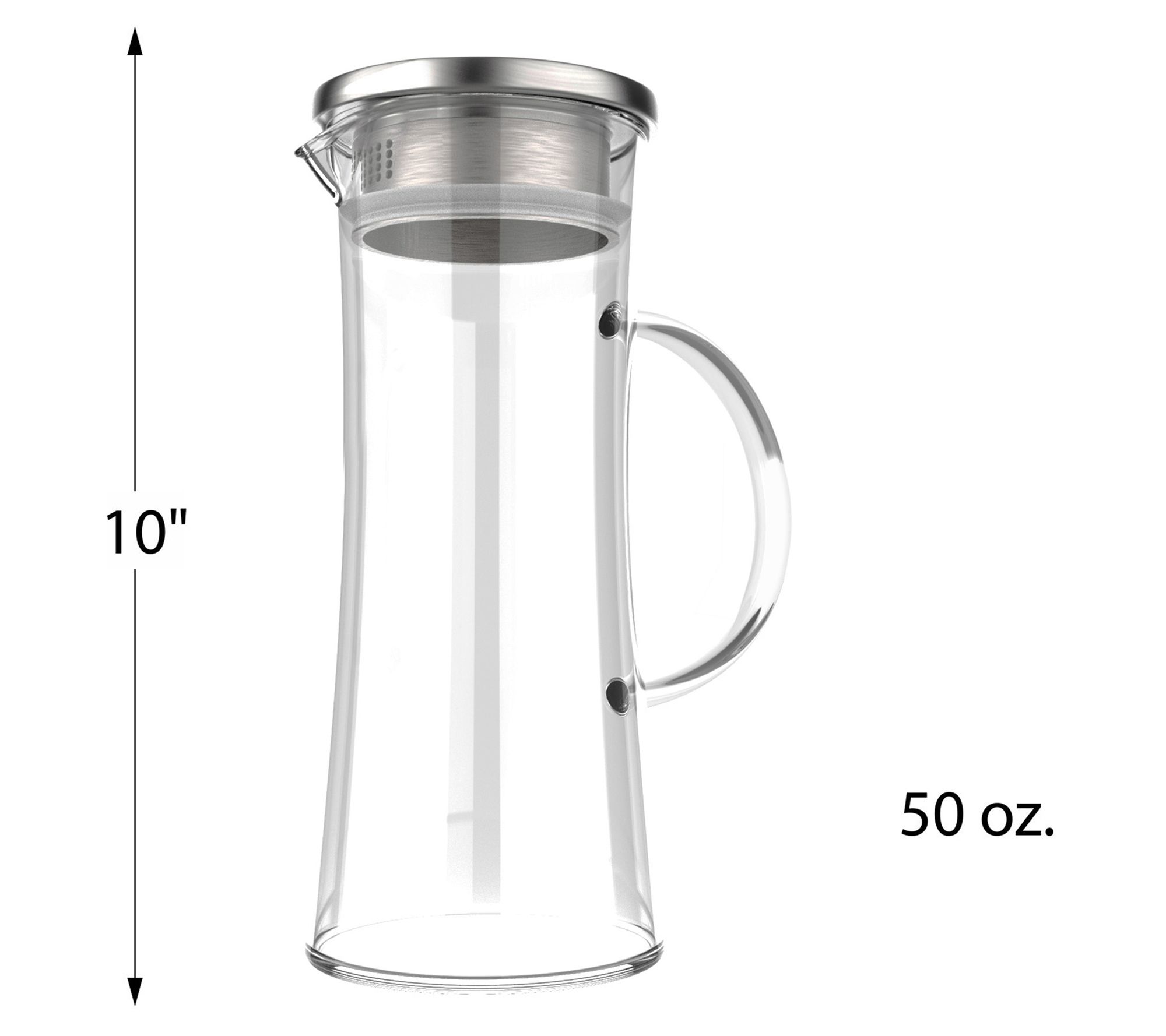 JoyJolt Beverage Serveware Glass Pitcher & 2 Lids - 68 oz