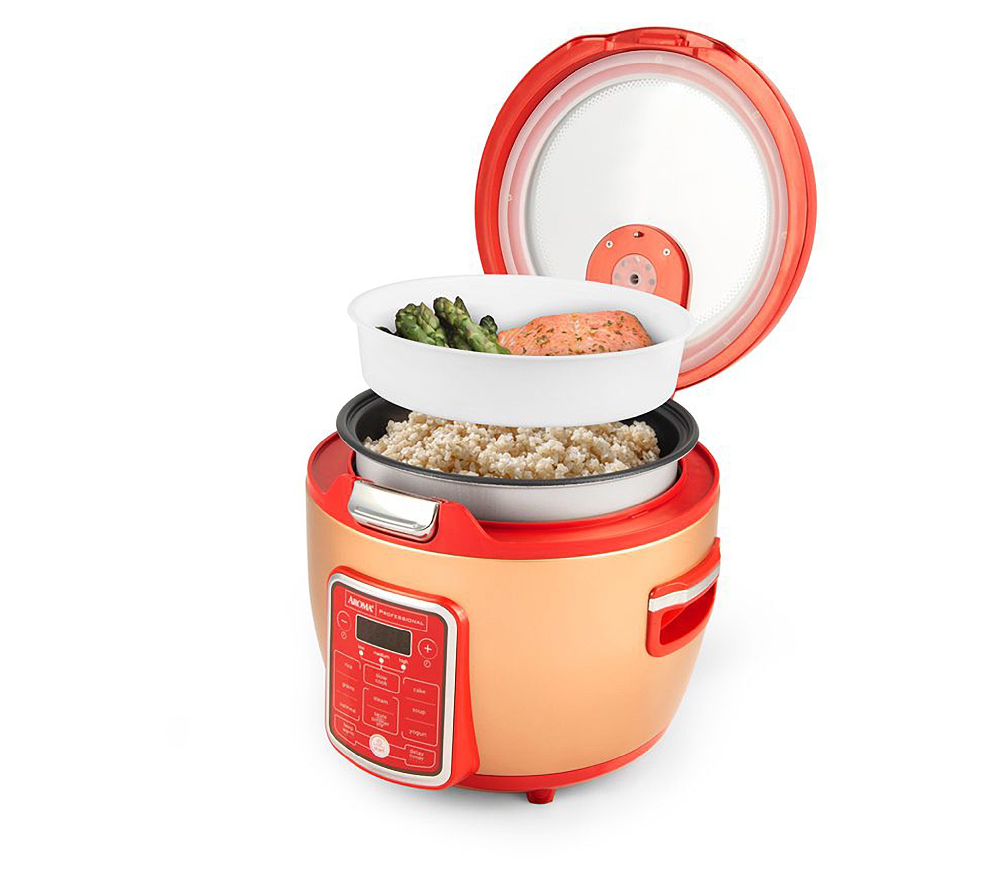 Aroma ARC-1230R 20-Cup (Cooked) Digital Rice Cooker with Glass Lid