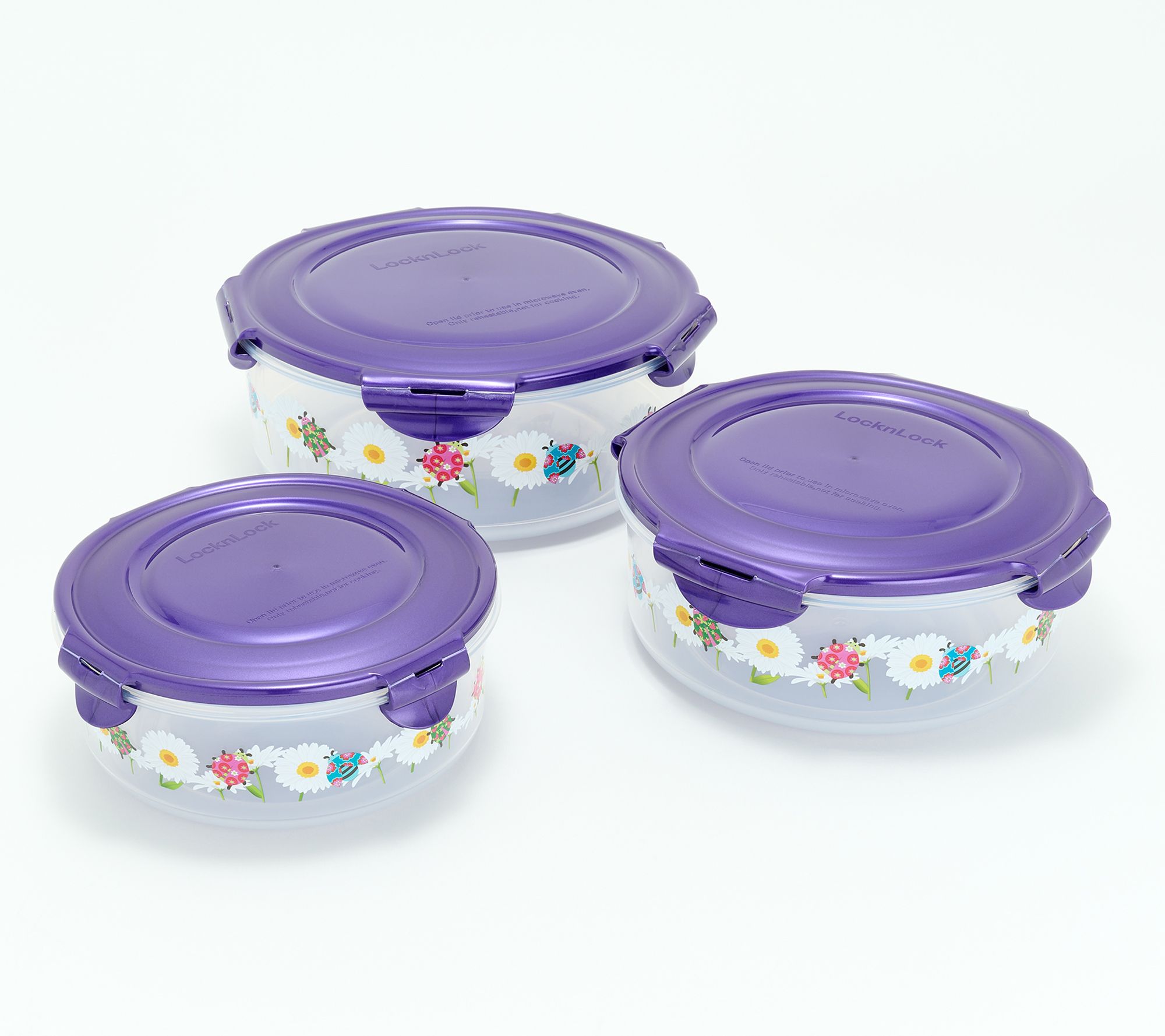 LocknLock 3-Pc Nestable Nostalgic Ladybug Printed Canisters