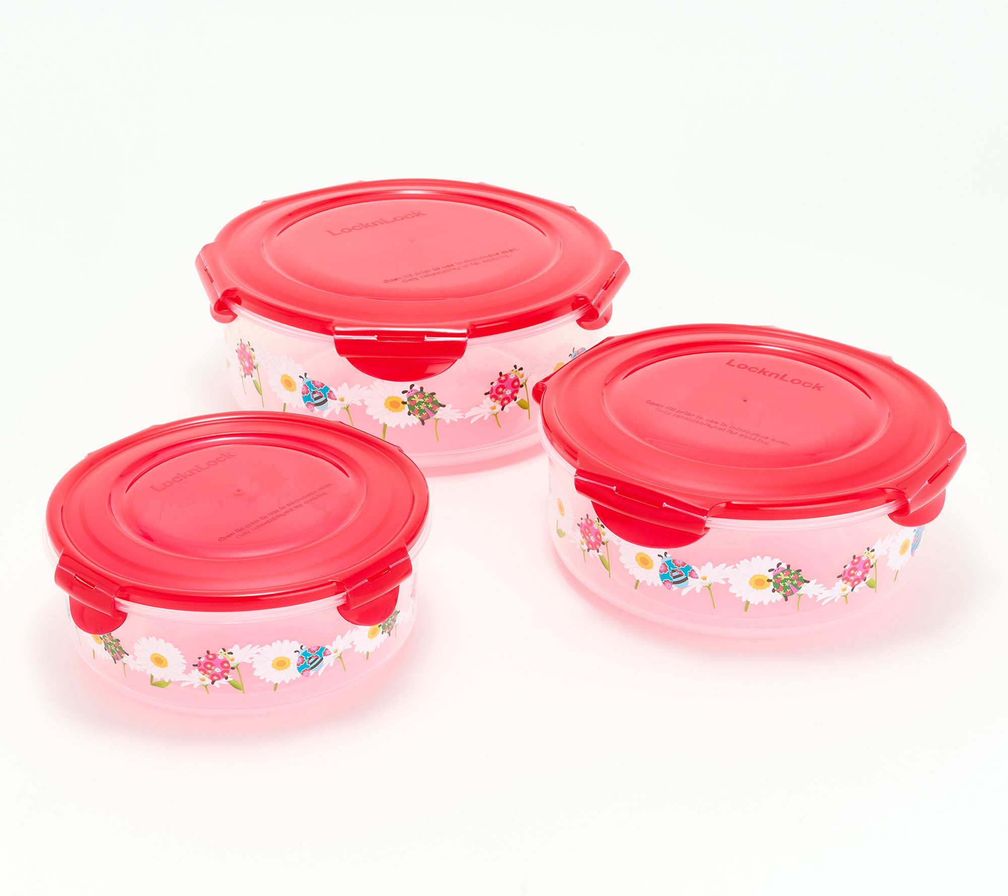 LocknLock 3-Pc Nestable Nostalgic Ladybug Printed Canisters