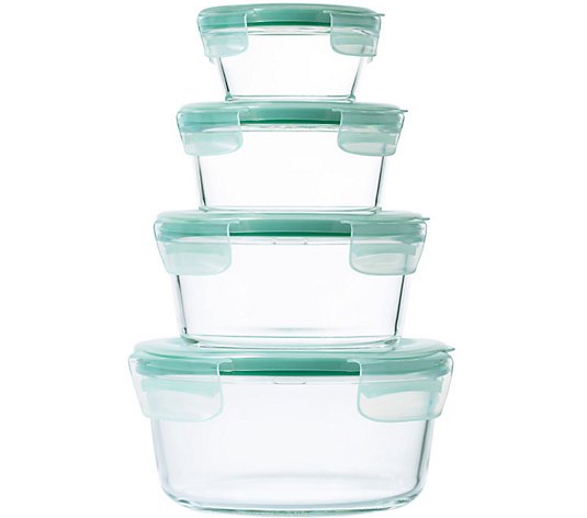 OXO Good Grips 8-Piece SNAP Glass Round Container Set 