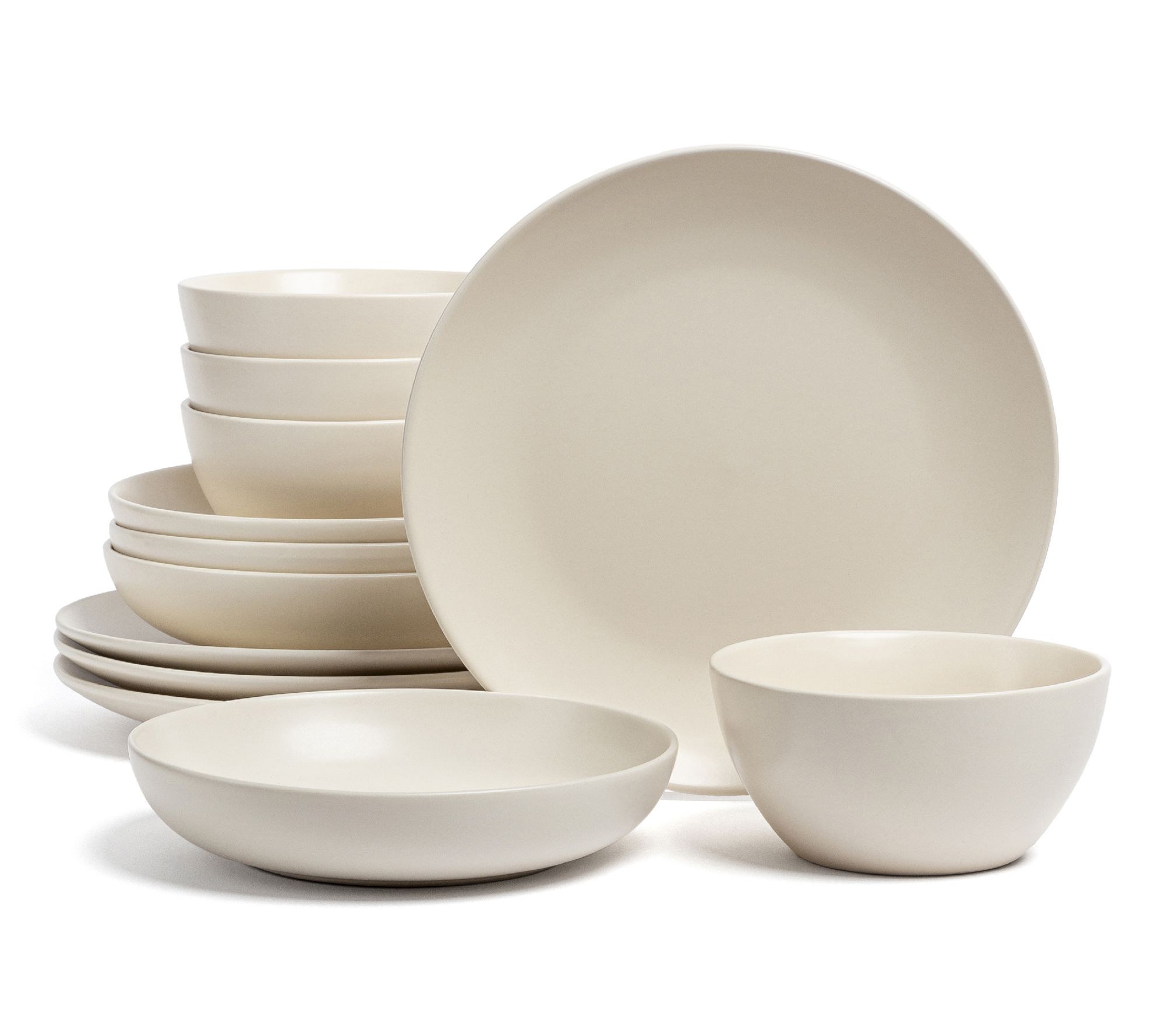 over&back Coupe 12-Piece Semi-Matte Stoneware Dinnerware Set