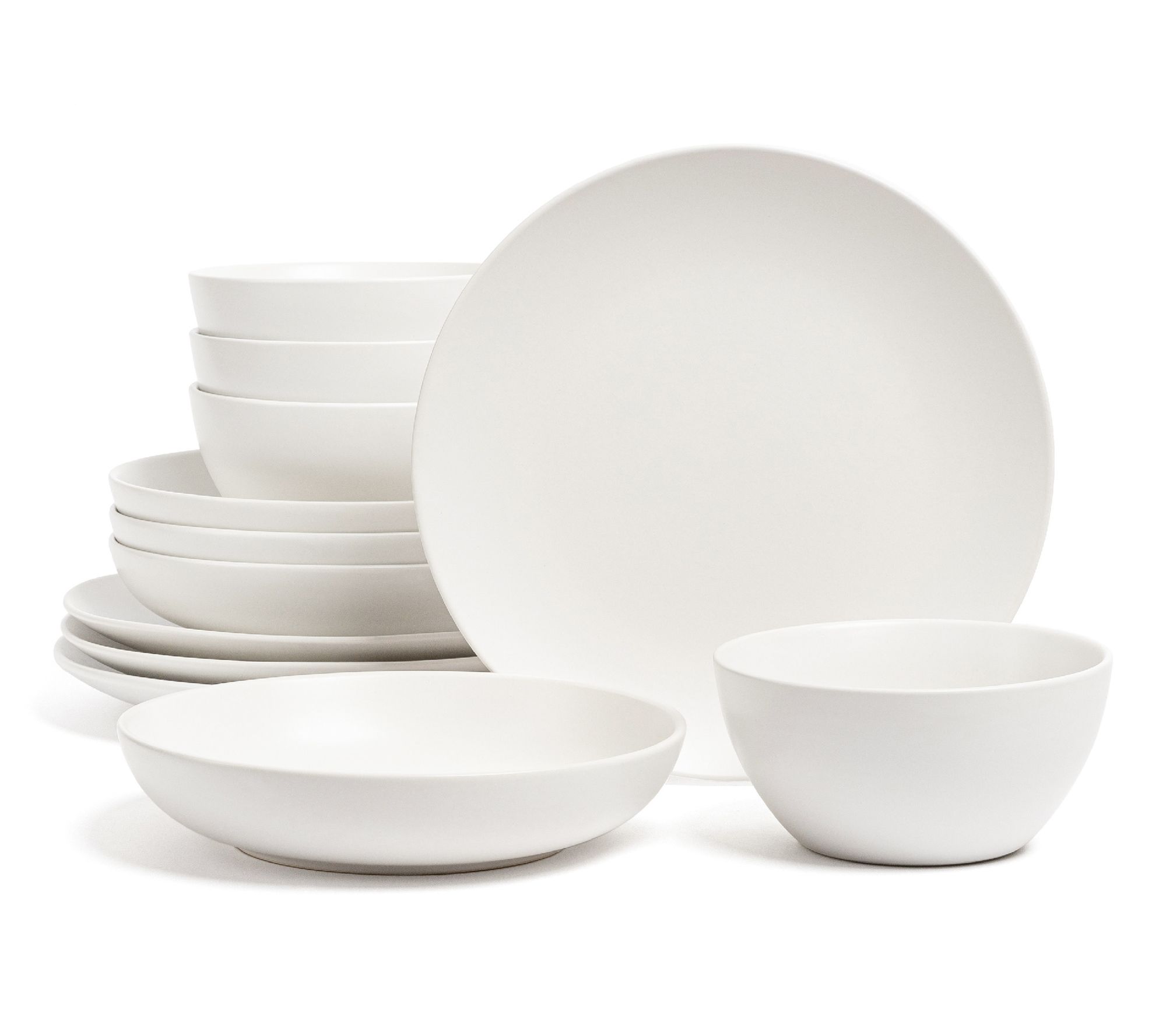 over&back Coupe 12-Piece Semi-Matte Stoneware Dinnerware Set