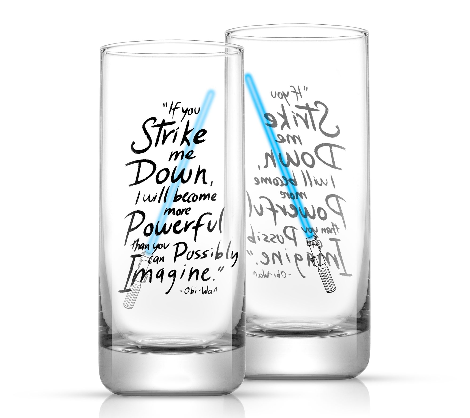 JoyJolt Star Wars Luke Skywalker Lightsaber Stemless Drinking  Glass - 15 oz - Set of 2: Wine Glasses