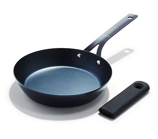 OXO 8 Black Steel Fry Pan with Silicone Sleeve 