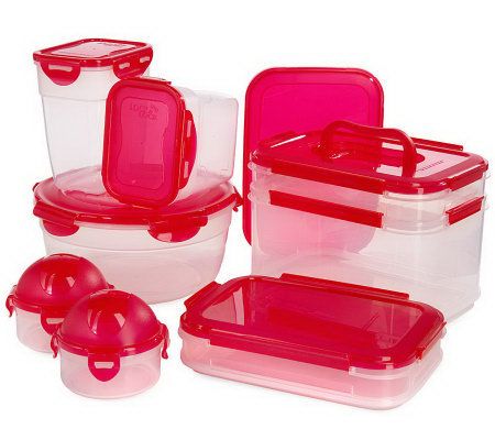 Really Good Stuff Stackable Storage Tubs with Locking Lids, Lg., Red