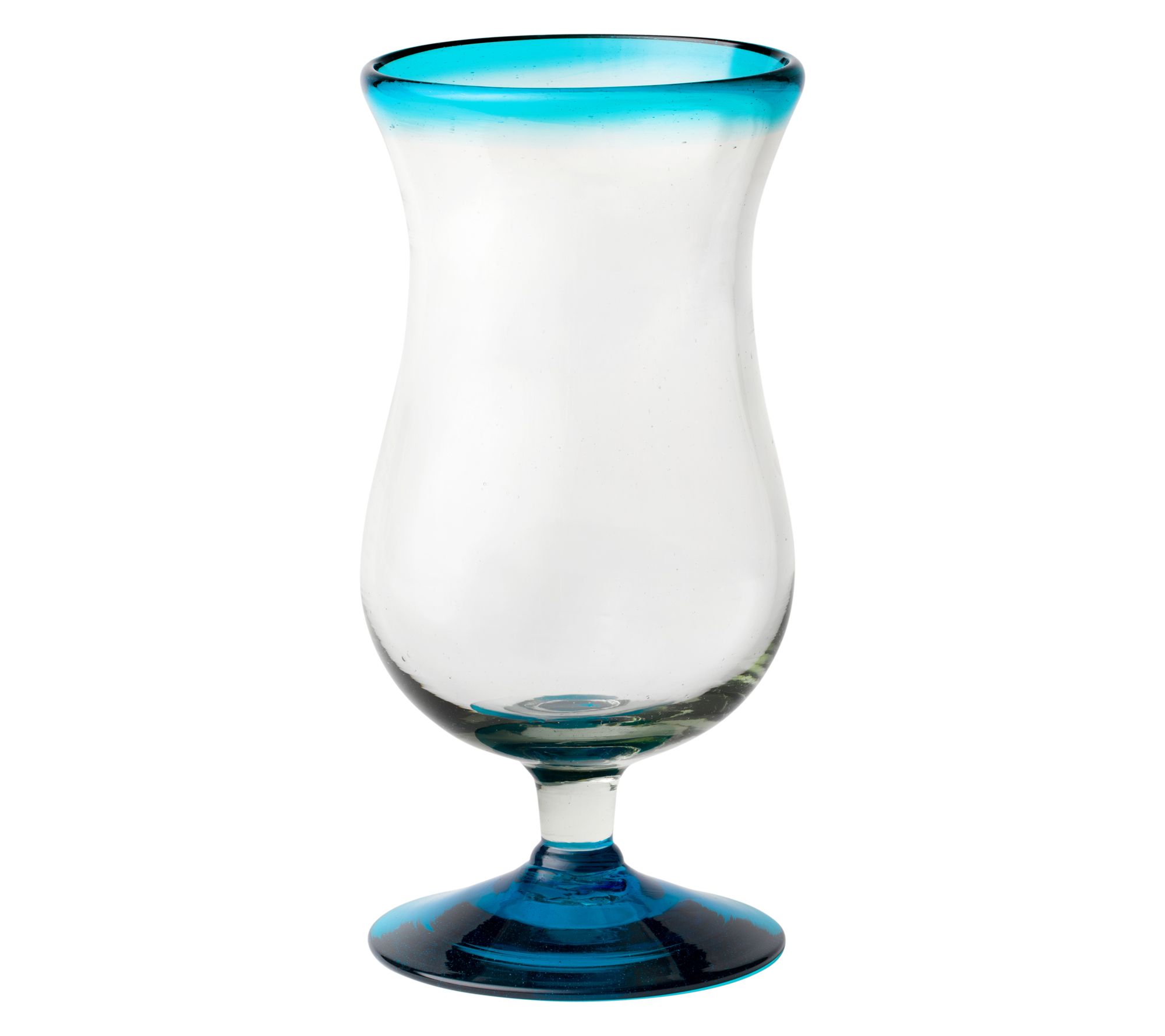 10 Strawberry Street Aqua Rim Mexican Glass, Hurricane
