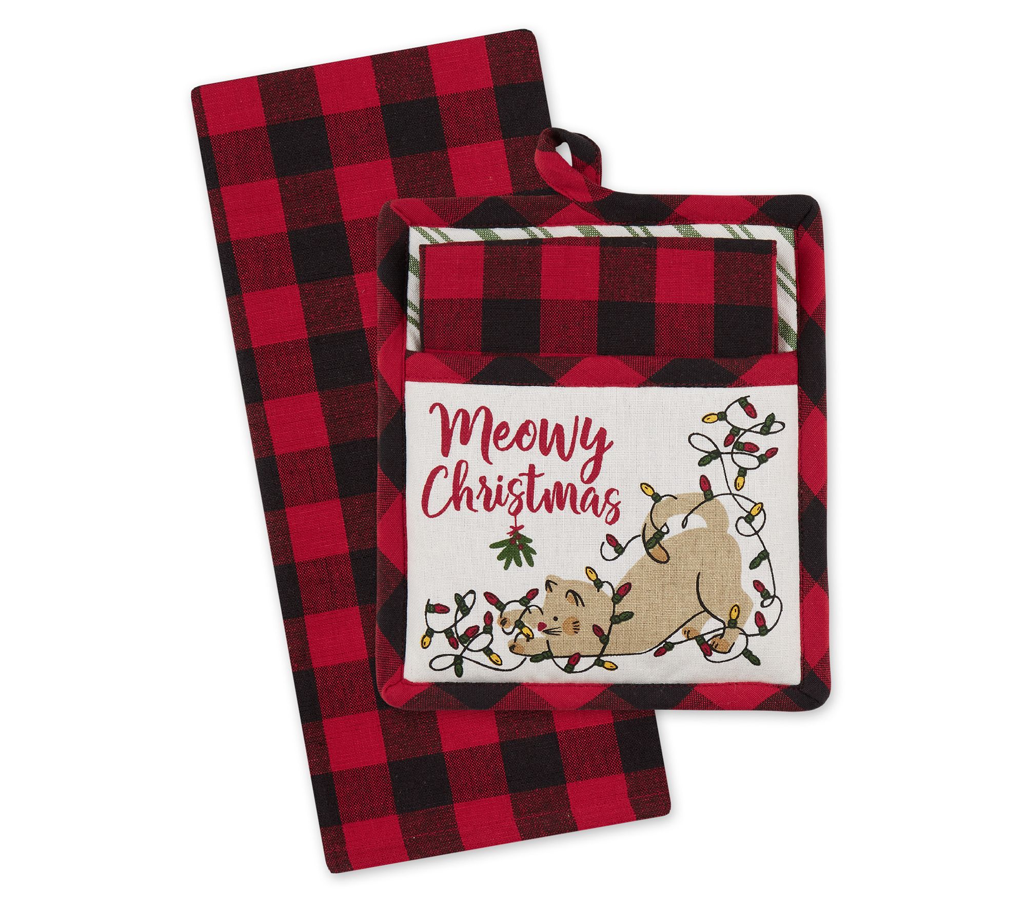 Design Imports Meowy Paws Christmas Potholder Gift Set