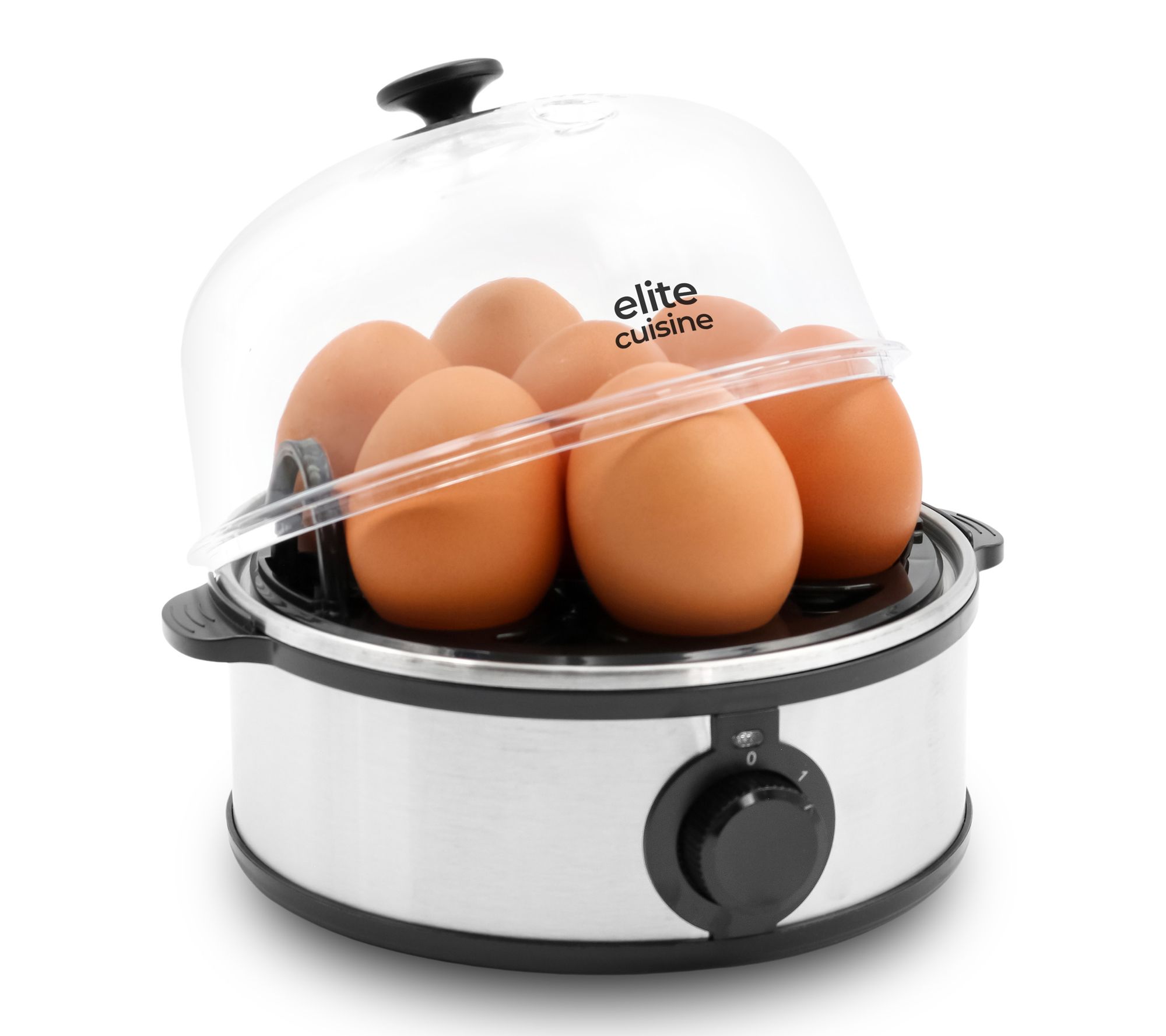 Elite Cuisine Automatic Egg Cooker, 7 Eggs, Stainless Stee l