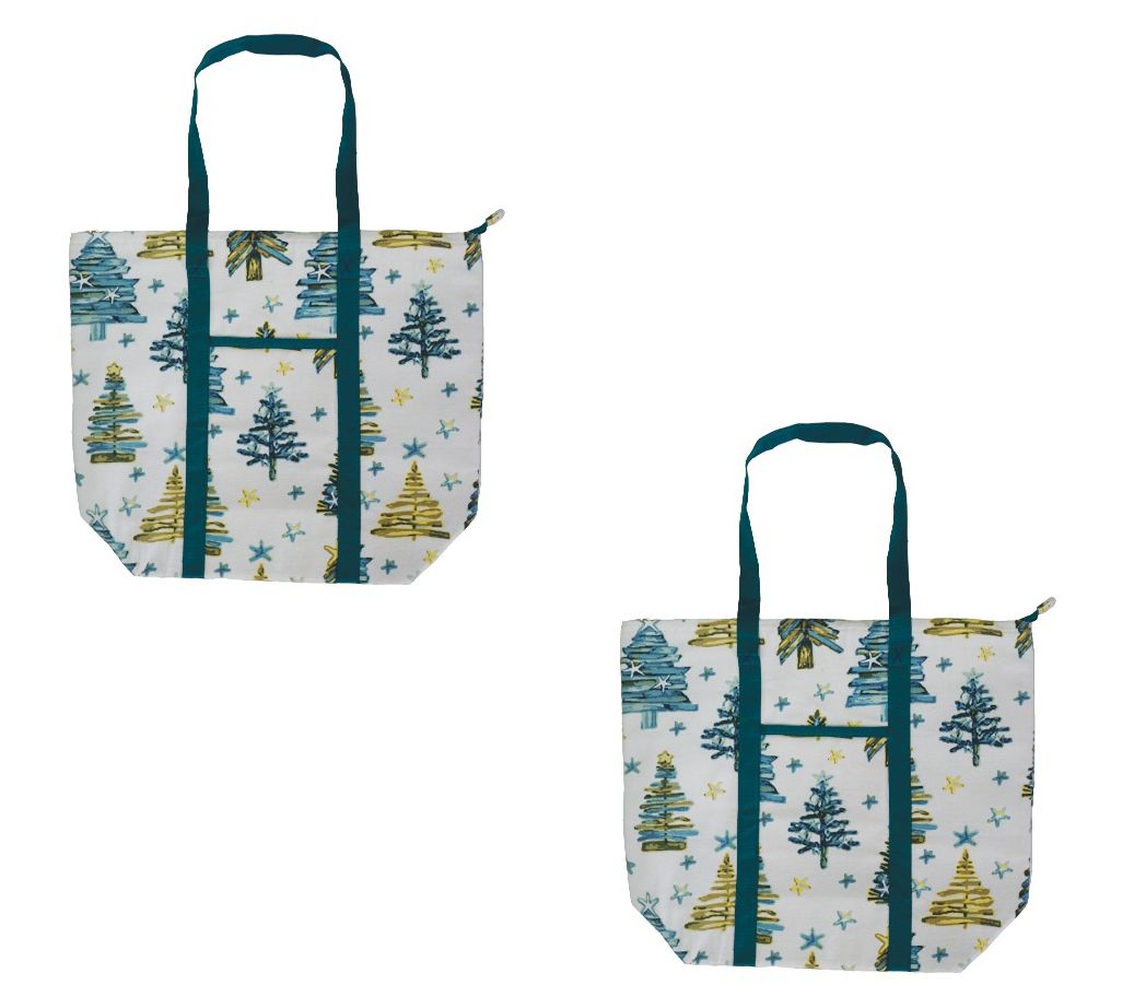 "As Is" Temp-tations Seasonal Set of 2 Printed Tote Bags