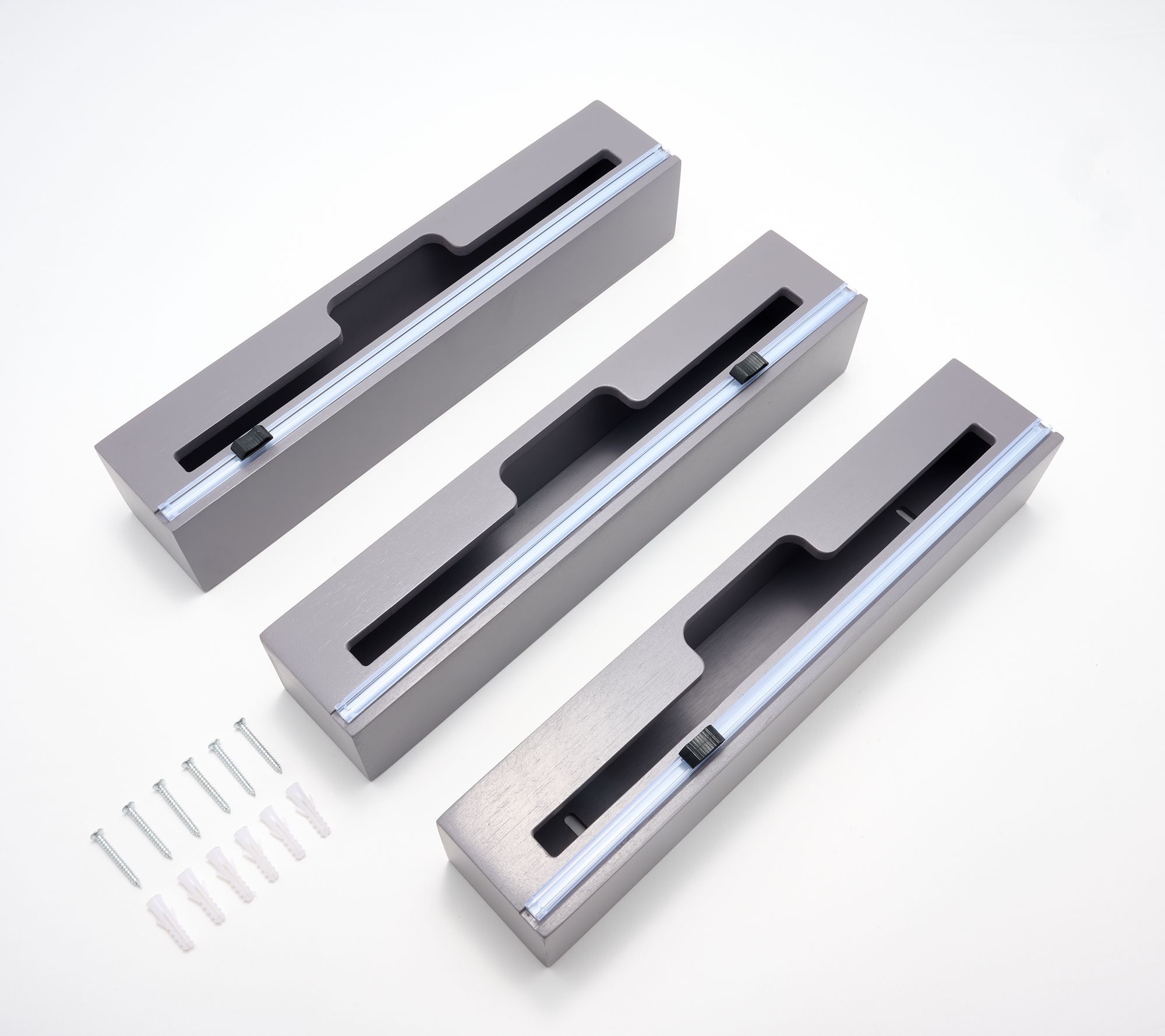 "As Is" Cella 3-Pc Bamboo Foil & Plastic Wrap Organizers w/ Cutters