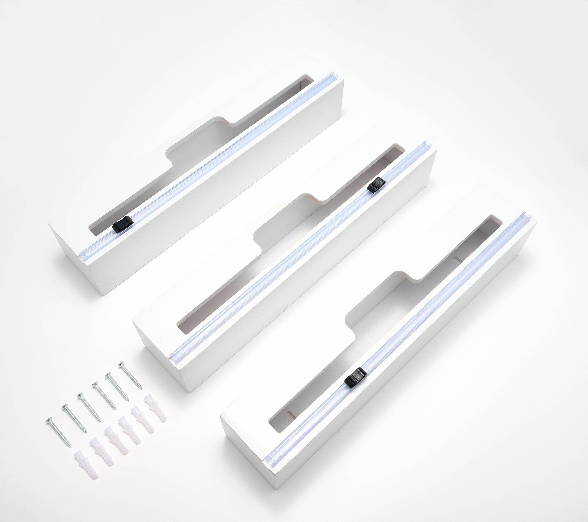 "As Is" Cella 3-Pc Bamboo Foil & Plastic Wrap Organizers w/ Cutters