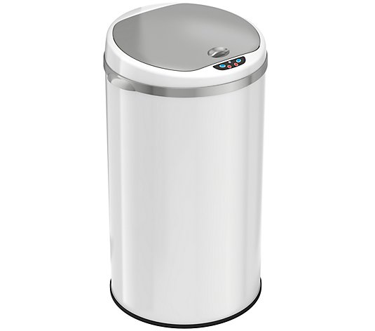 iTouchless Round 8-Gallon Deodorizer Sensor Trash Can - White
