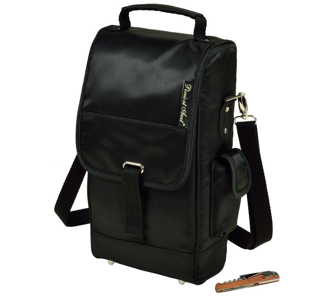 Picnic at Ascot Insulated 2-Bottle Wine Tote w/Corkcscrew