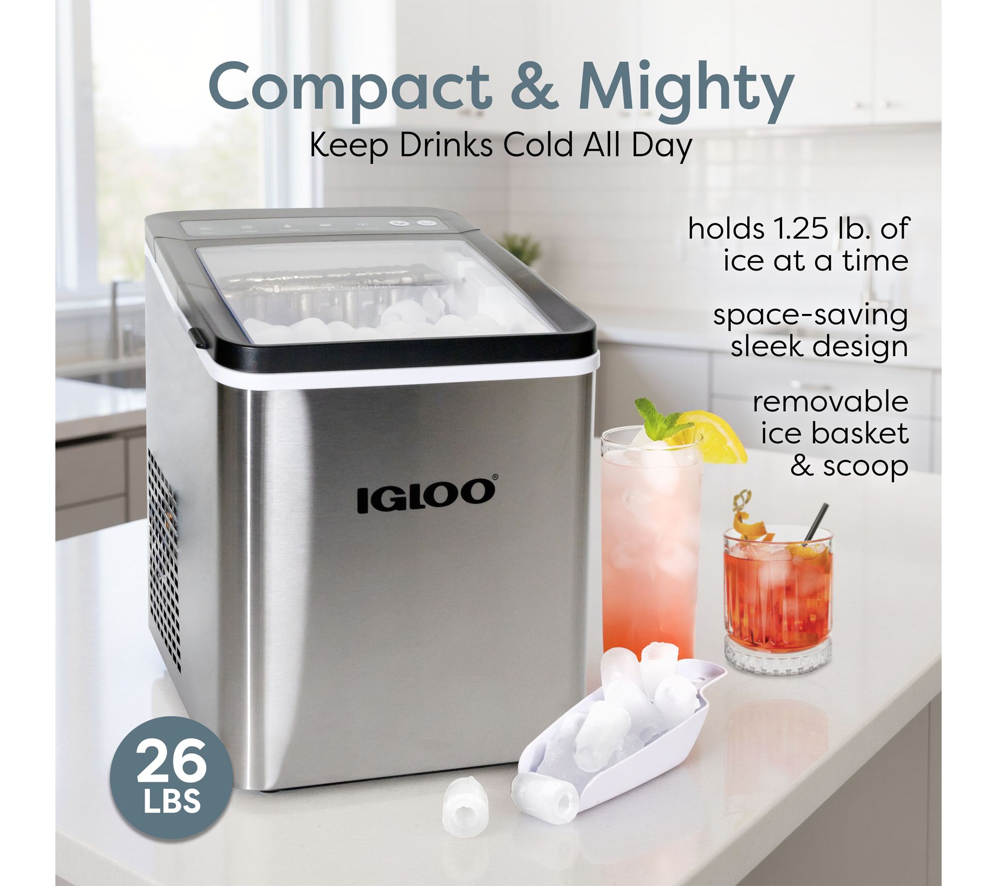 Igloo 26-Pound Automatic Portable Countertop Ice Maker | QVC