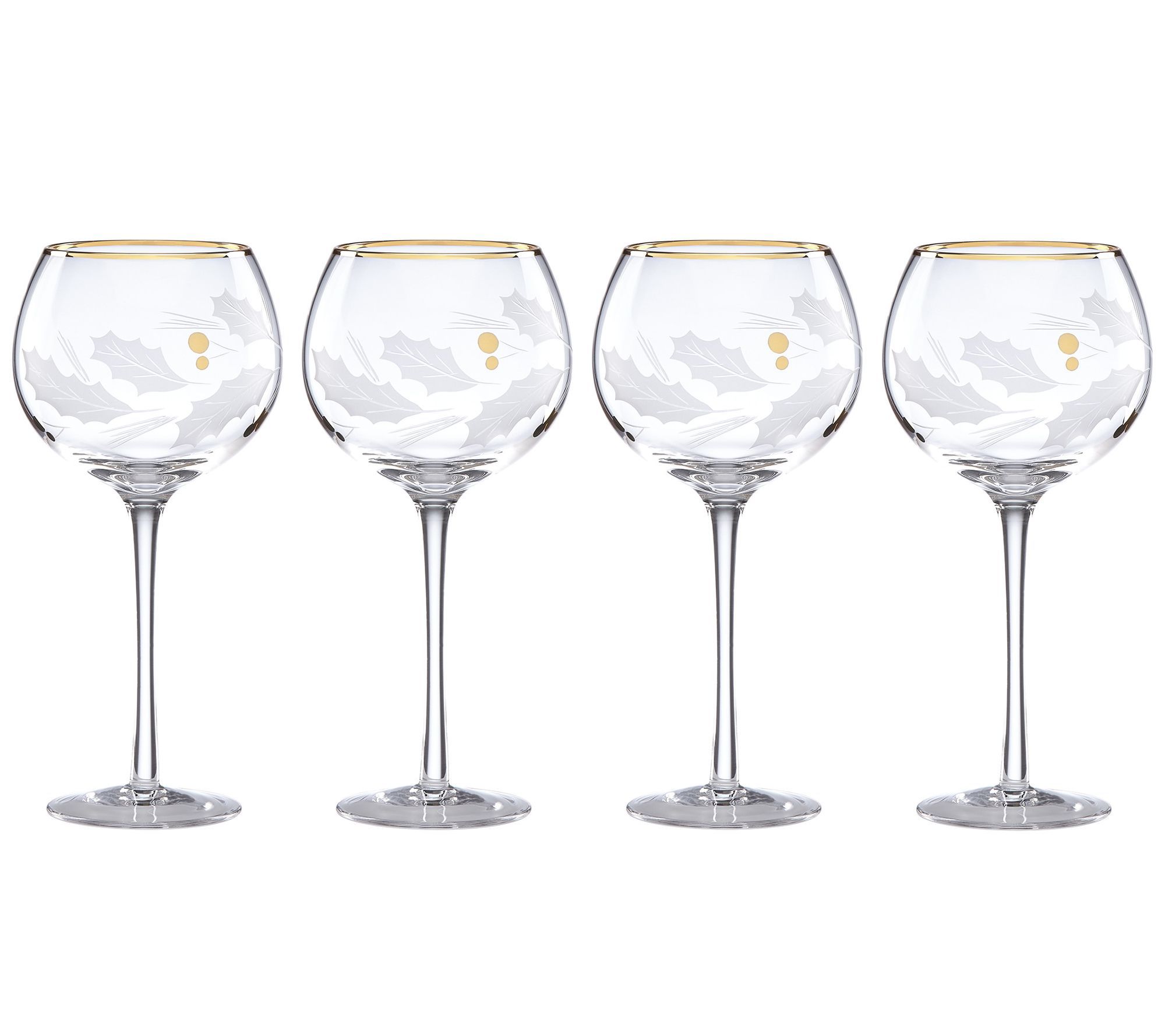 Lenox Holiday 4-Piece Stemless Wine Glasses,7 oz 