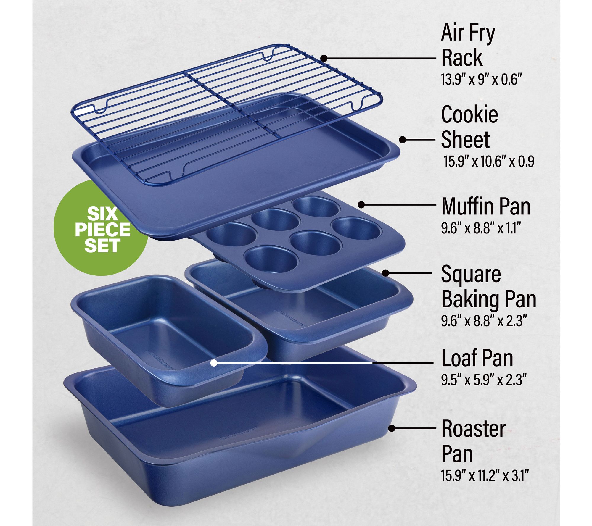 Granitestone 6 Piece Stackable Nonstick Blue Nesting Pots with Lids