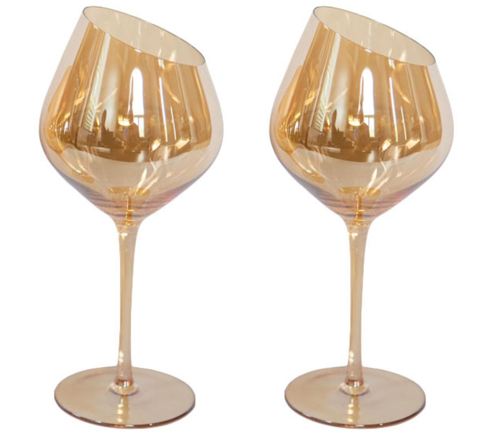 Jeanne Fitz Slant Collection Red Wine Glasses Set Of 2 Gold