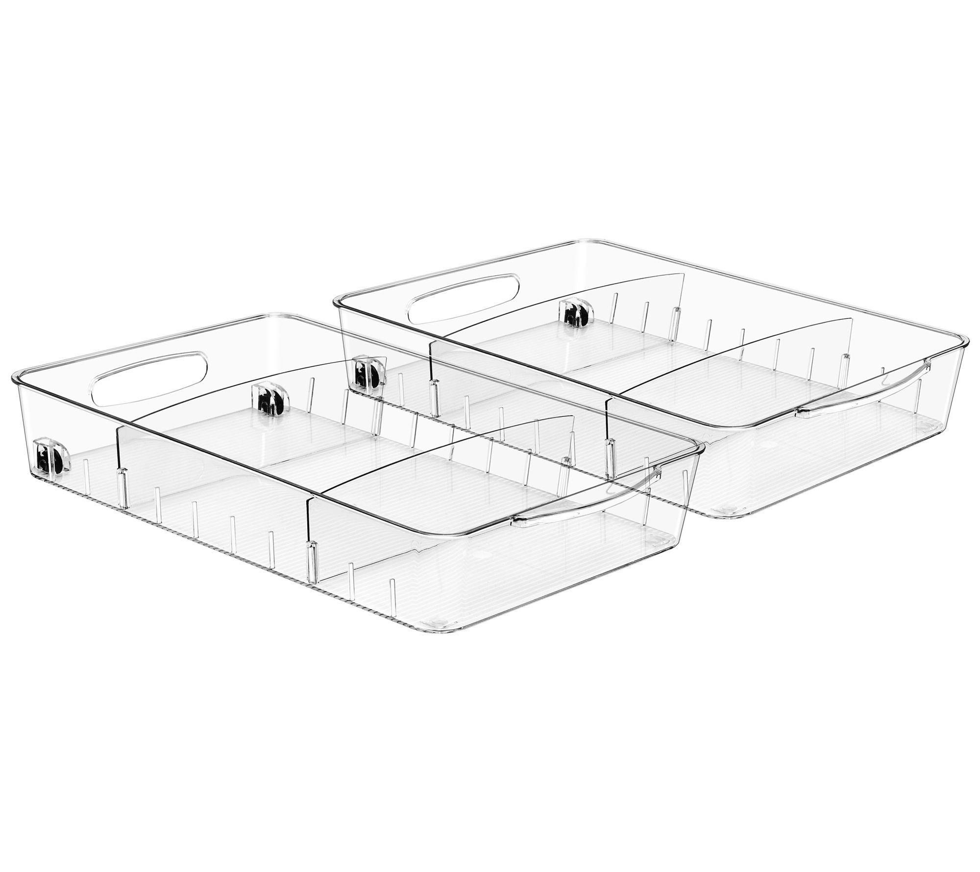 Sorbus Clear Organizing Bins on Wheels with Dividers - 2PK, LG