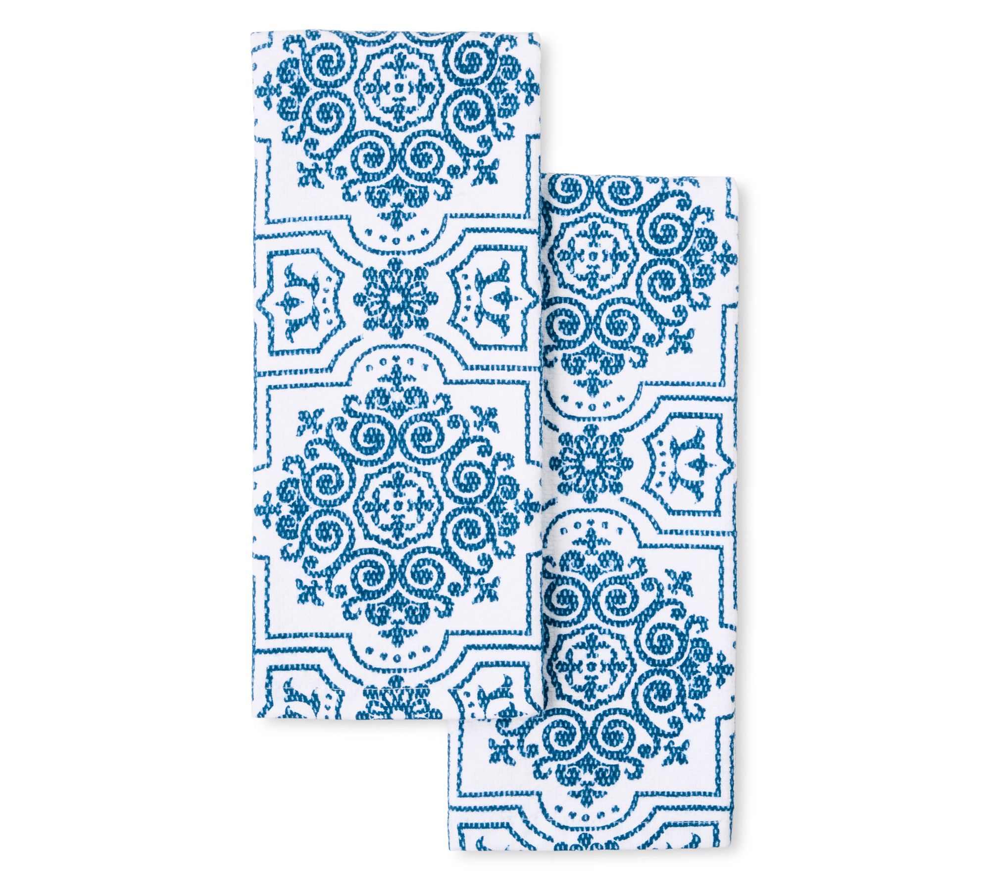 MARTHA STEWART Strie Medallion Kitchen Towel 2-Pack Set