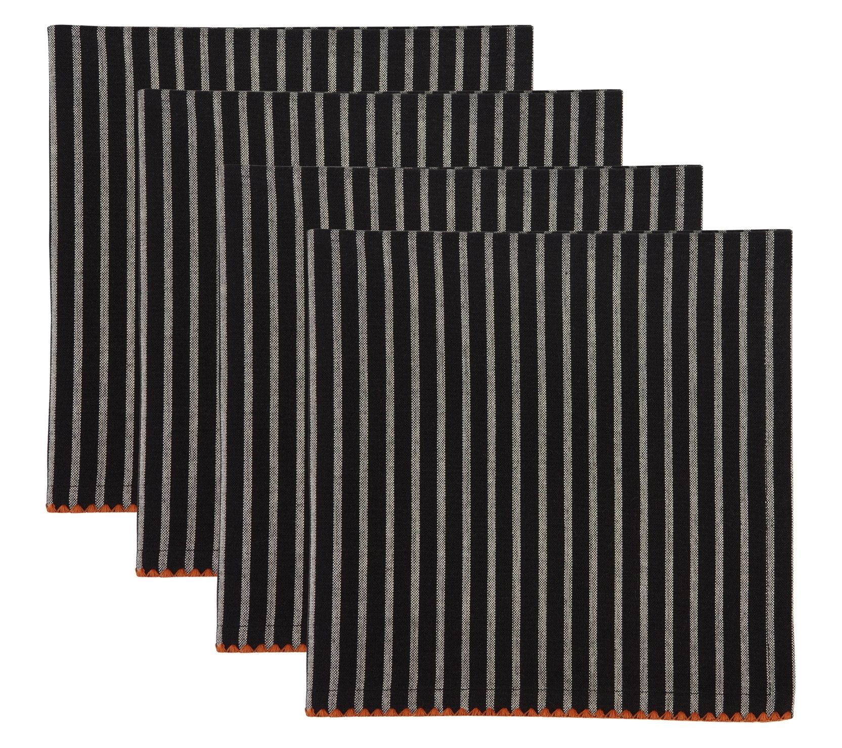 Design Imports Set of 4 Spider Silk Stripe Embellished Napkin