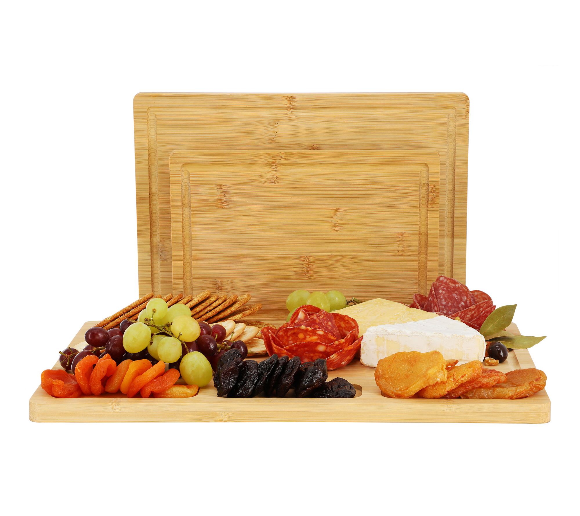 MegaChef 3pc Bamboo Cutting, Prep and Serving Boards