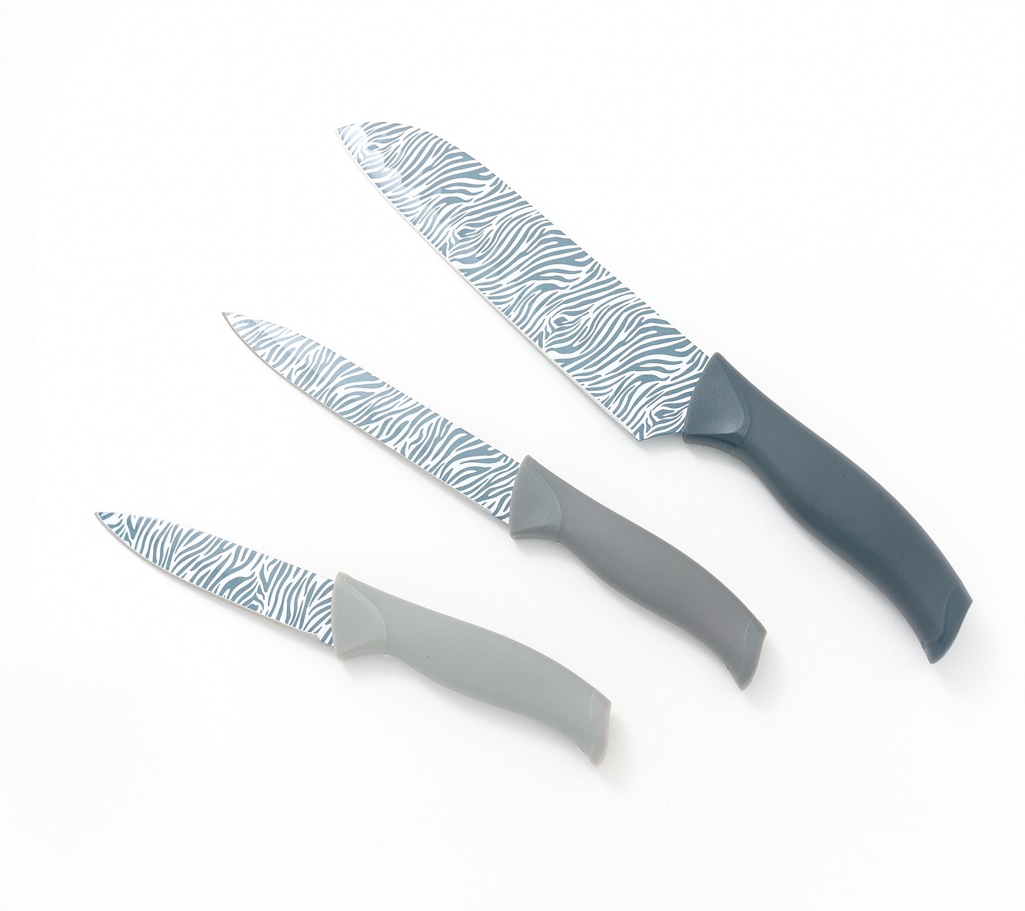 "As Is" Prepology 3-Piece Printed Knife Set w/ Blade Scraper
