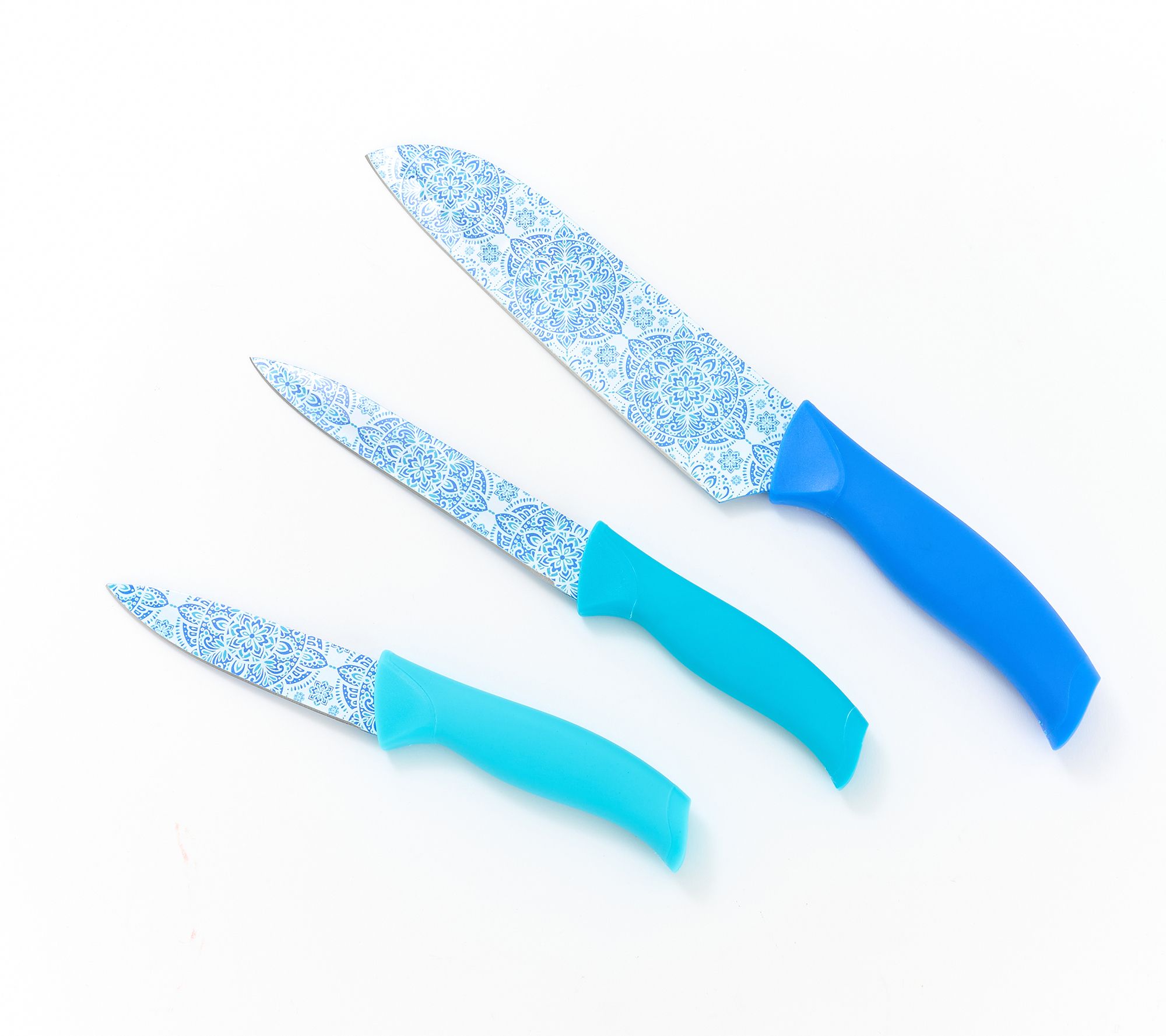 "As Is" Prepology 3-Piece Printed Knife Set w/ Blade Scraper