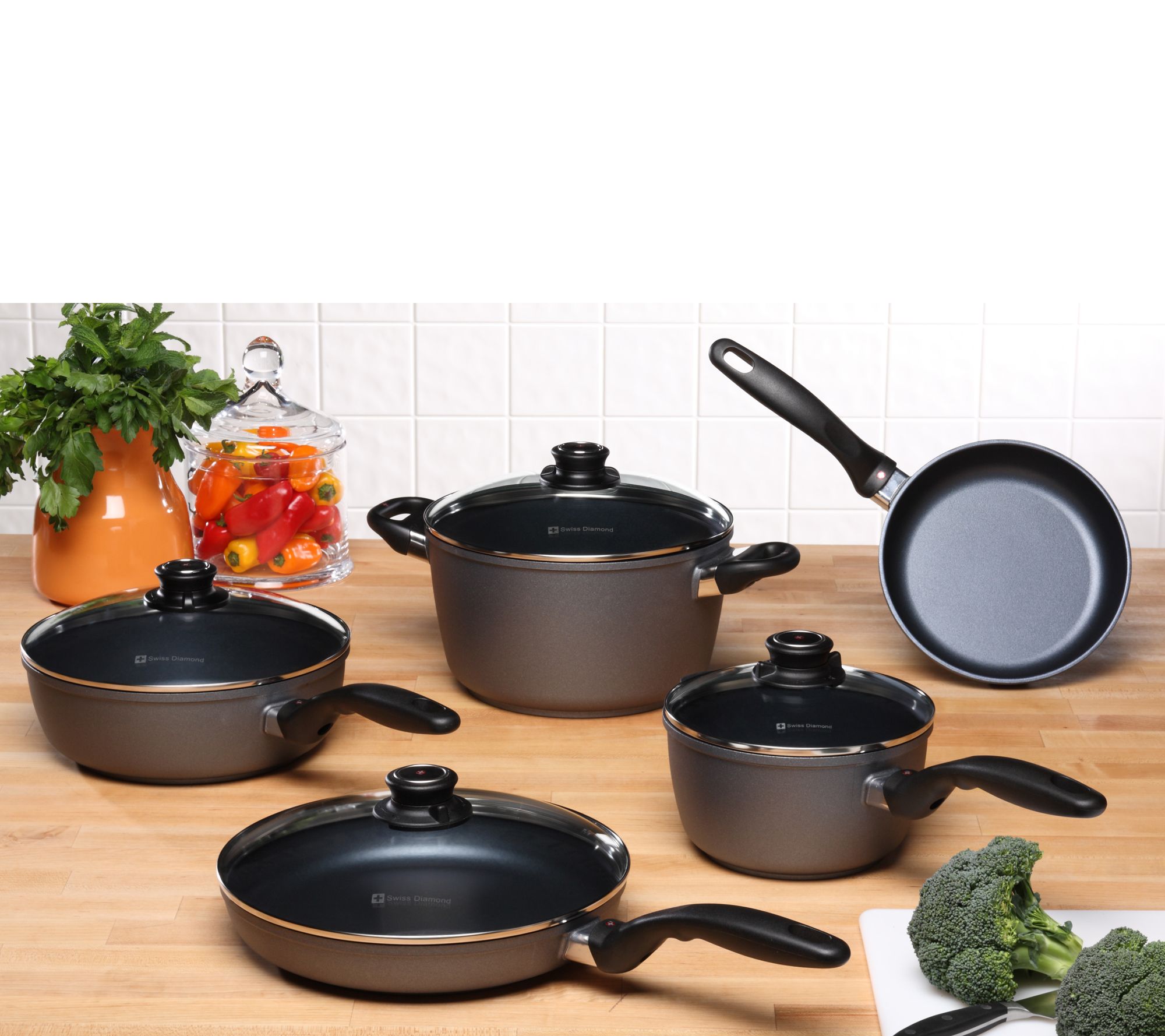 Swiss Diamond HD Classic Nonstick 9-Piece Cookware Set