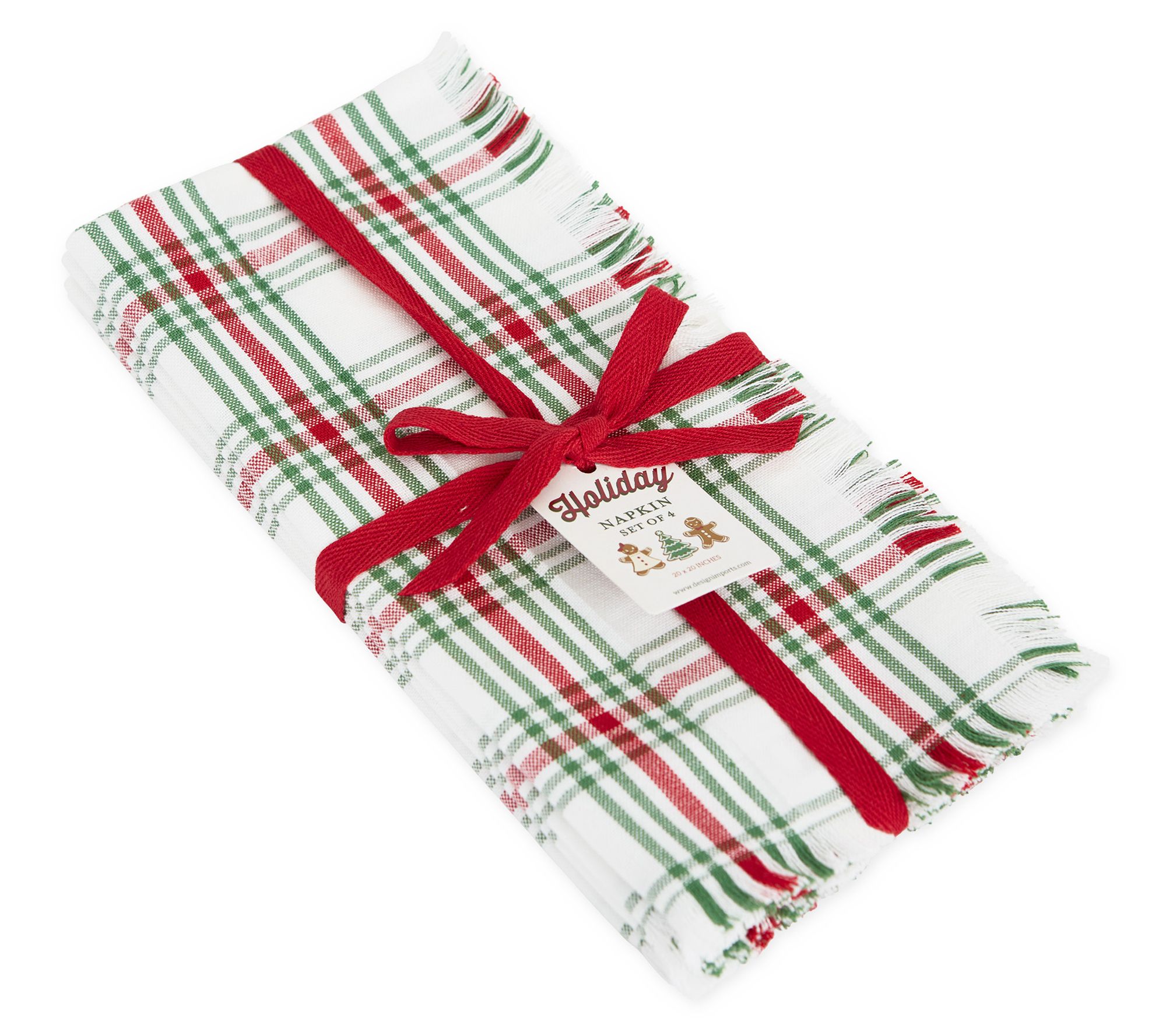 Design Imports Set of 4 Merry & Bright Plaid Napkins