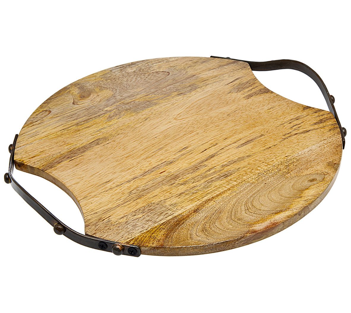 Godinger Round Wood Handled Tray