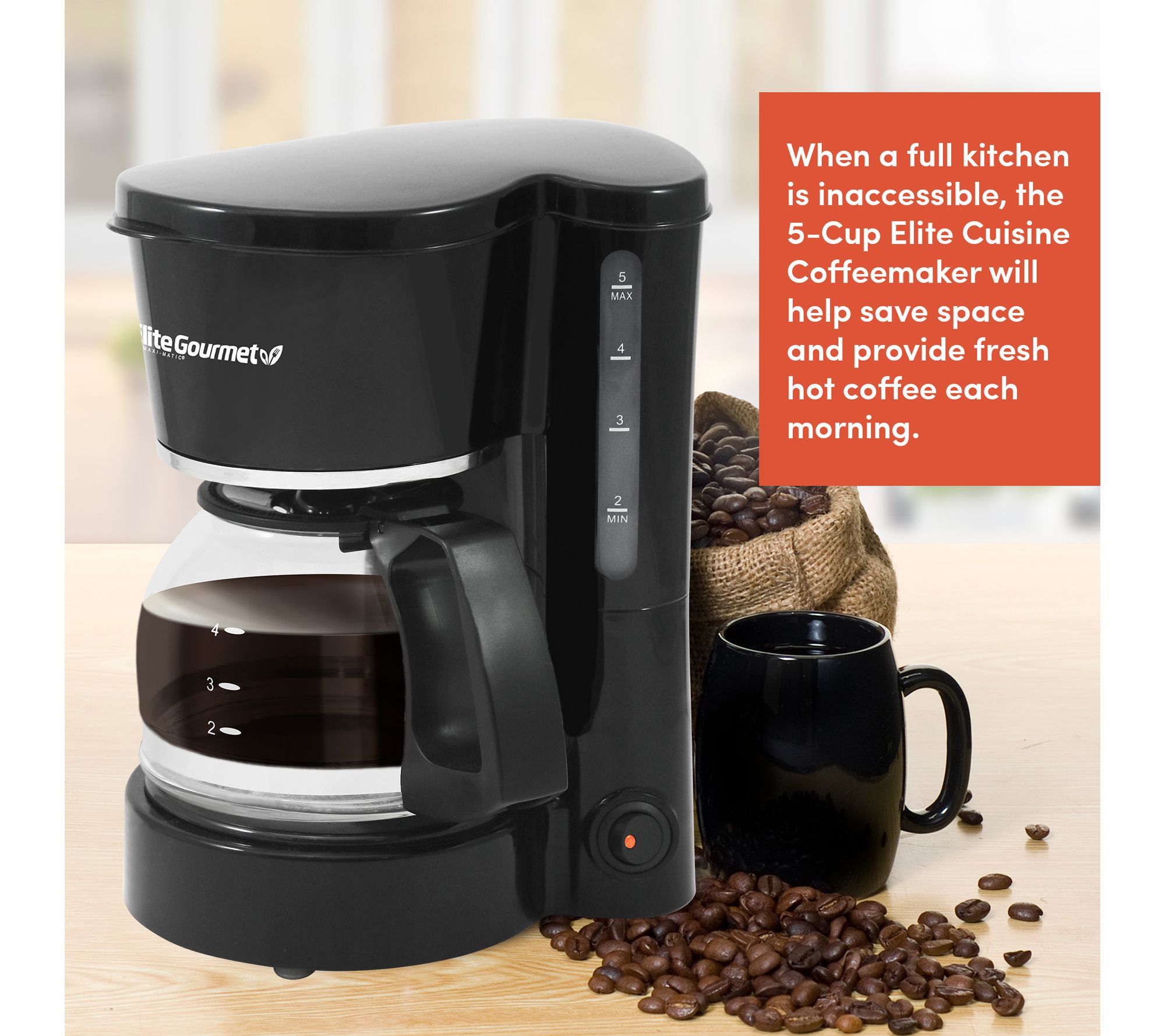 Elite Cuisine 5-Cup Coffeemaker with Pause & Serve 