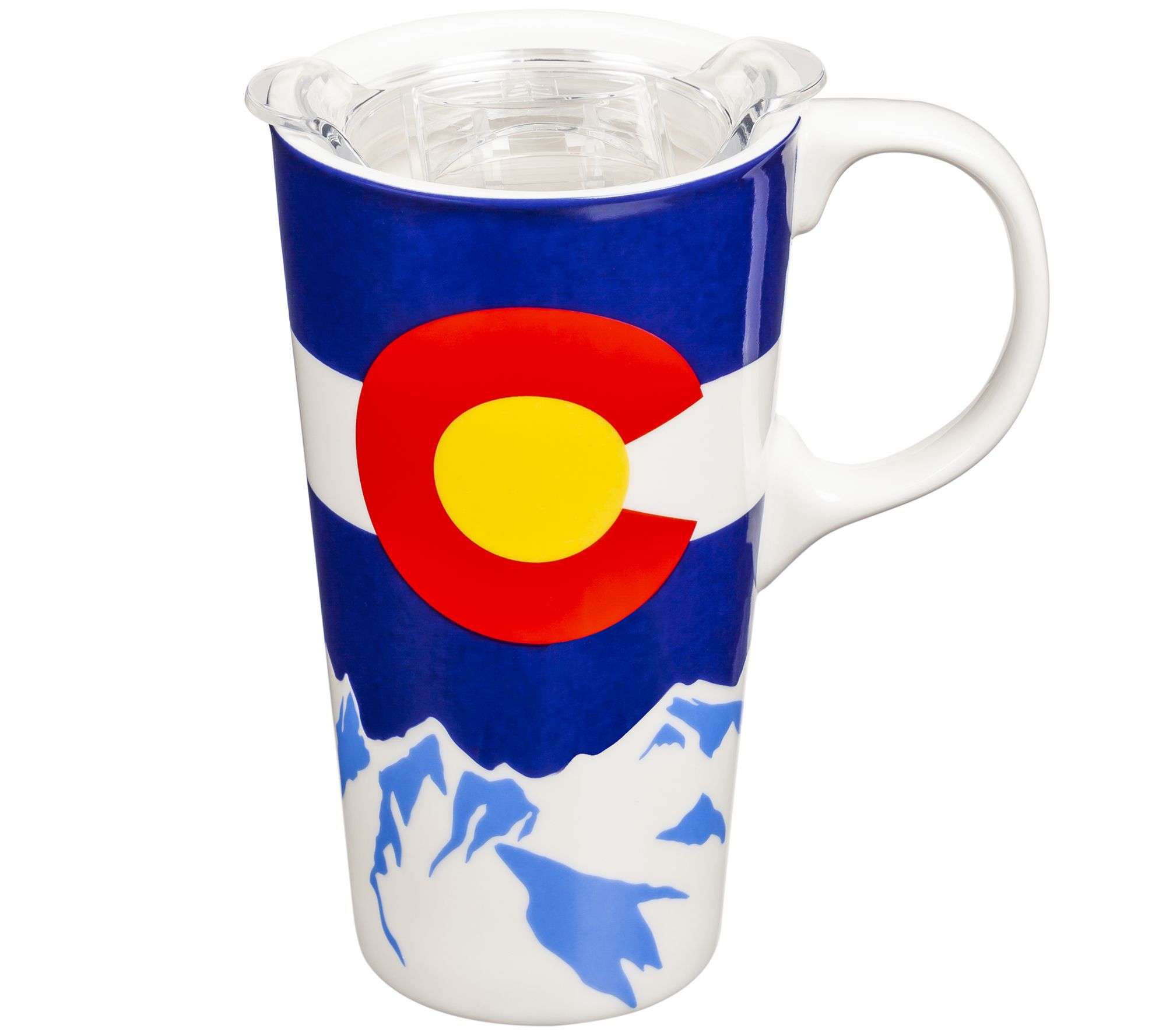 Starbucks Colorado Flag Double Wall Ceramic Travel Coffee Mug Cup 12 oz  Tumbler