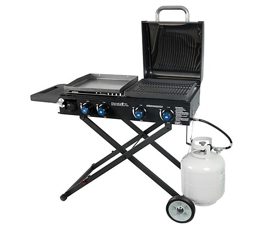Razor 4 Burner Foldable Griddle and Grill Combo with Lid 
