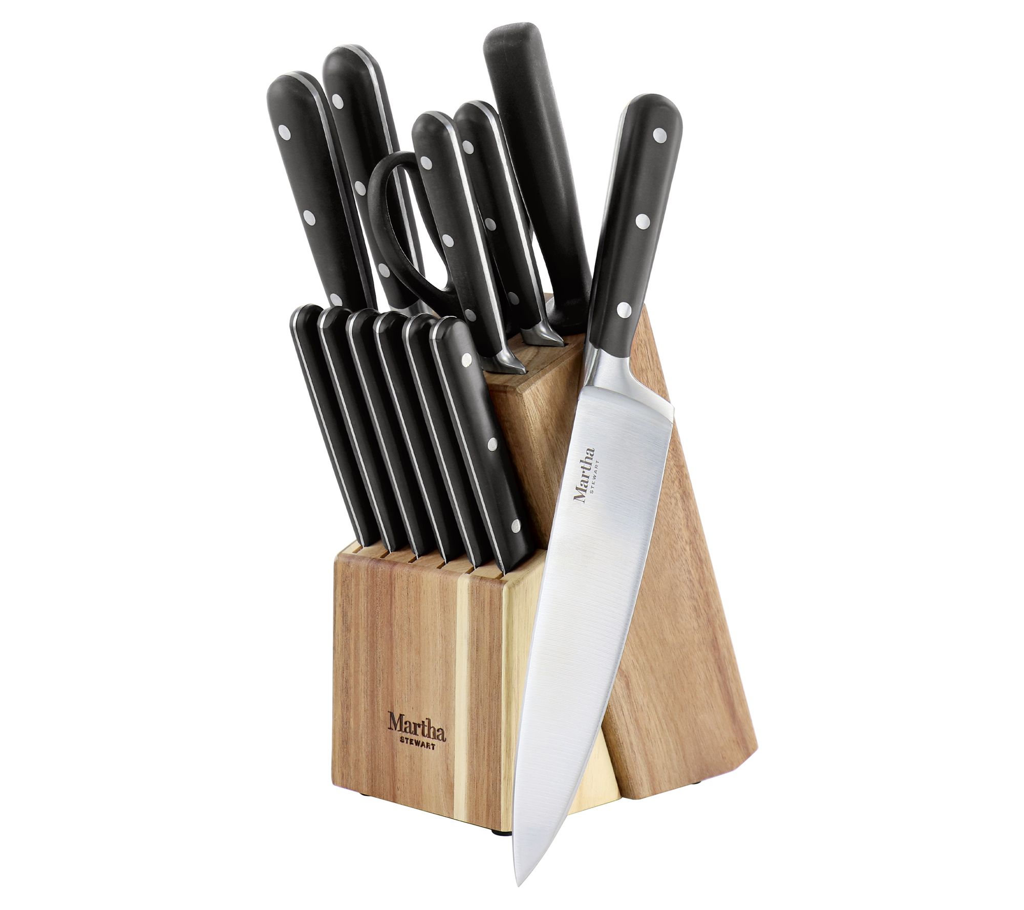 MARTHA STEWART 14-Piece Stainless Steel Cutlery and Knife Block