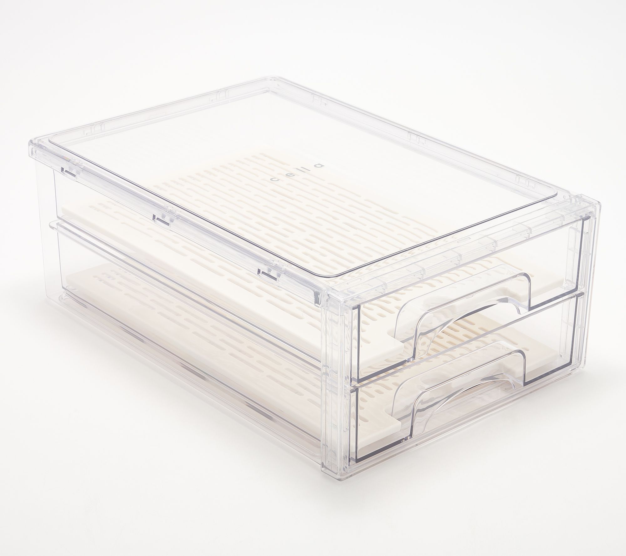 Cella 2-Tier Produce Storage Drawers w/ Drip Trays