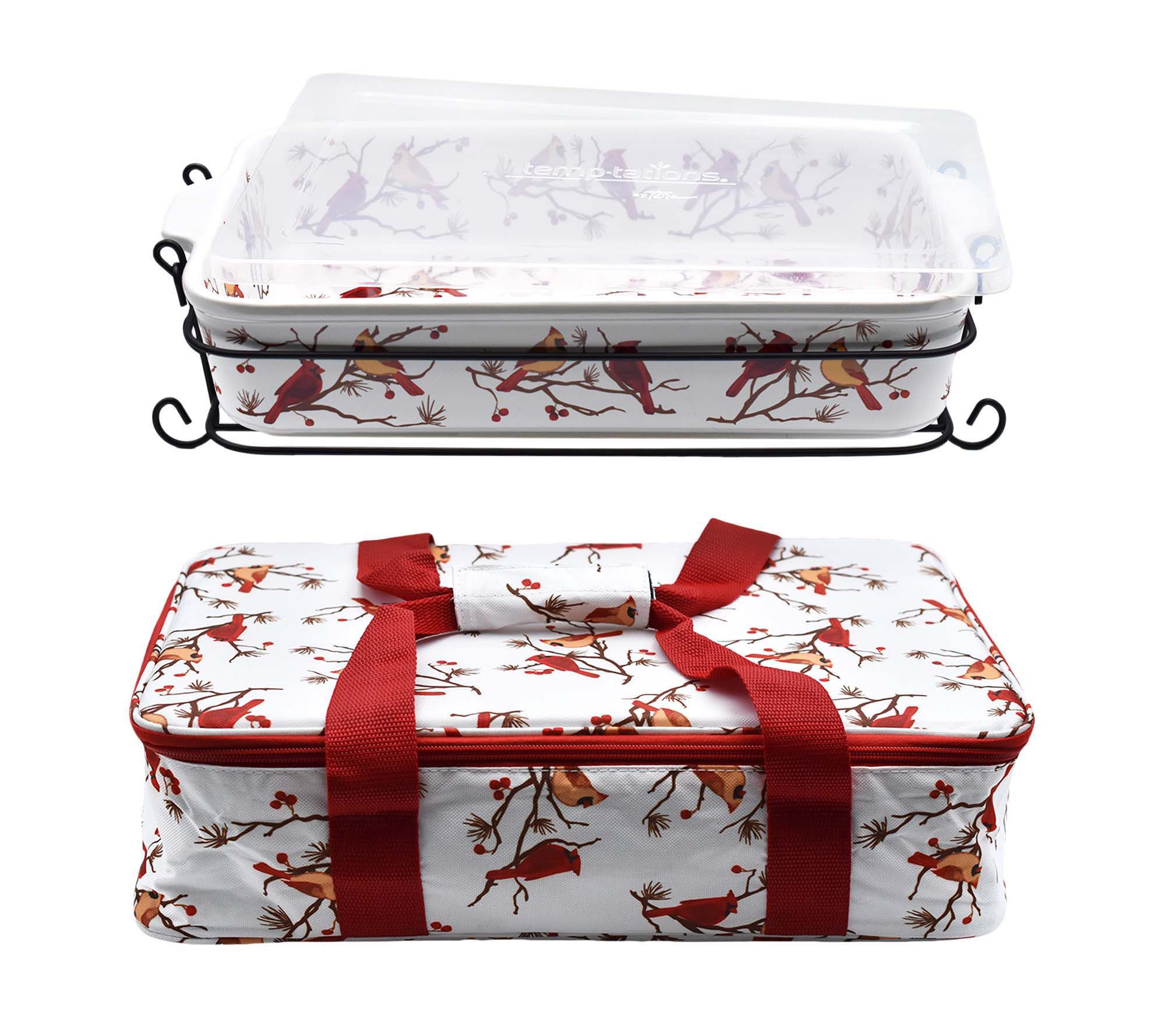Temp-tations 13x9 Baker w/ Tote Bag, Wire Rack & Snap-on Storage Cover