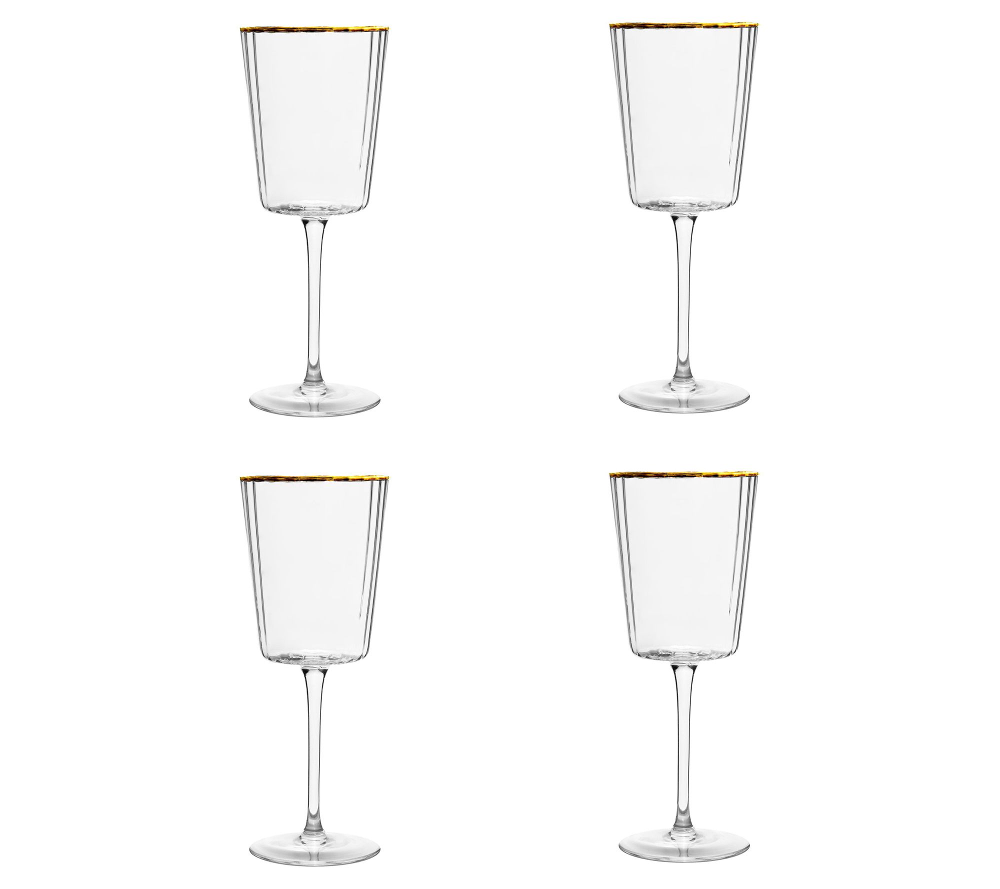 10 Strawberry Street Set of 4 Grace Gold Rim White Wine
