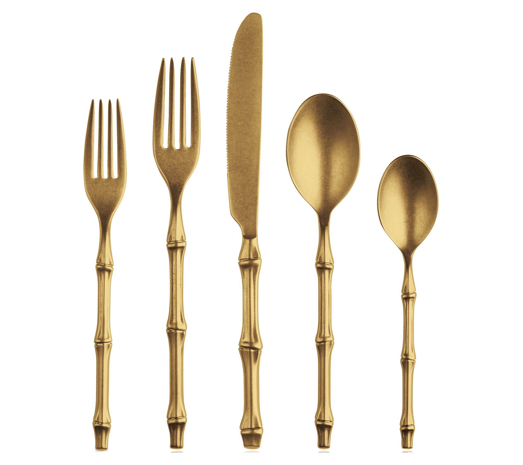 Mepra 20-Piece Bali Flatware Set- Pewter Gold