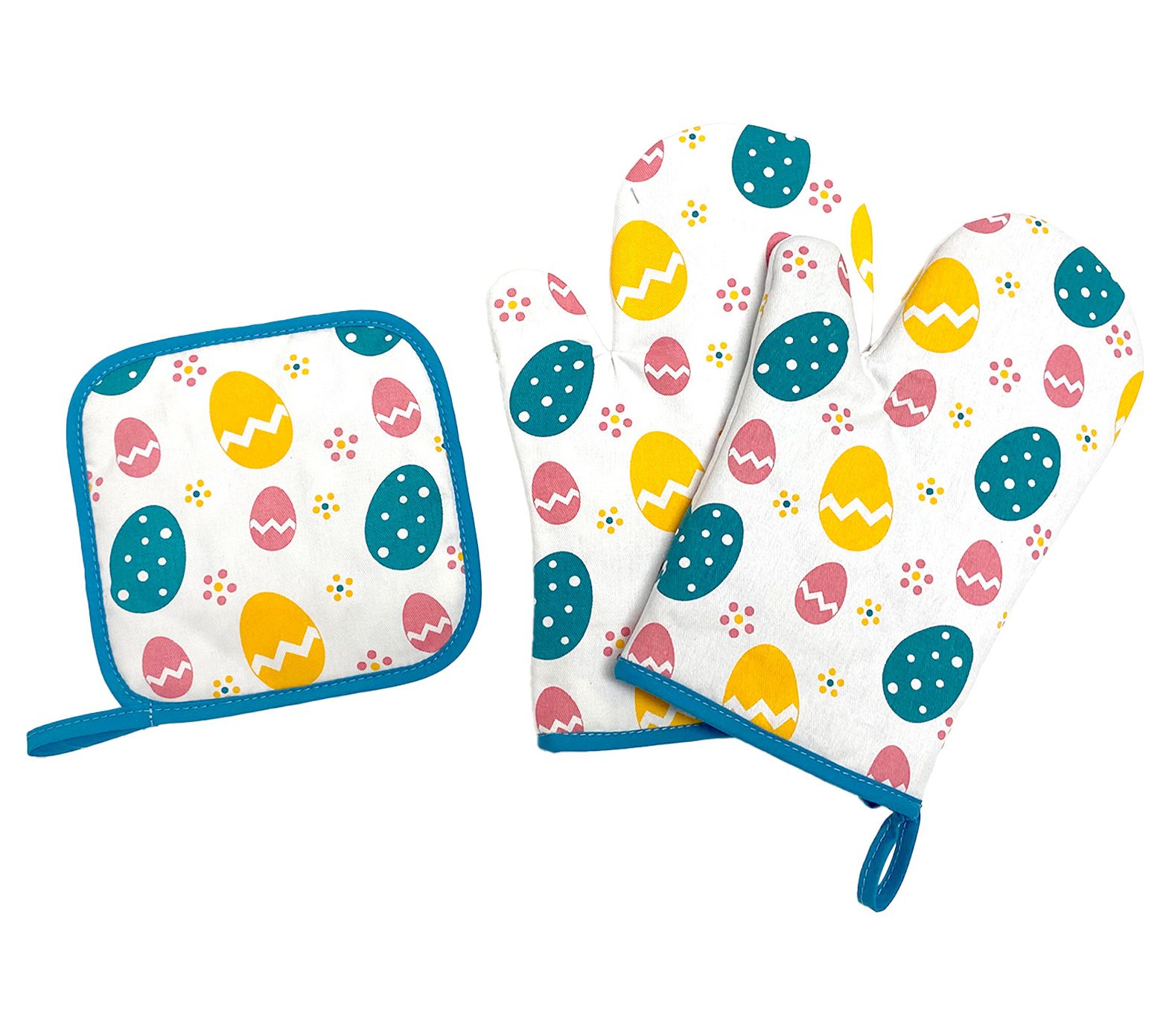 "As Is" Temp-tations Set of (2) Oven Mitts and Trivet Set