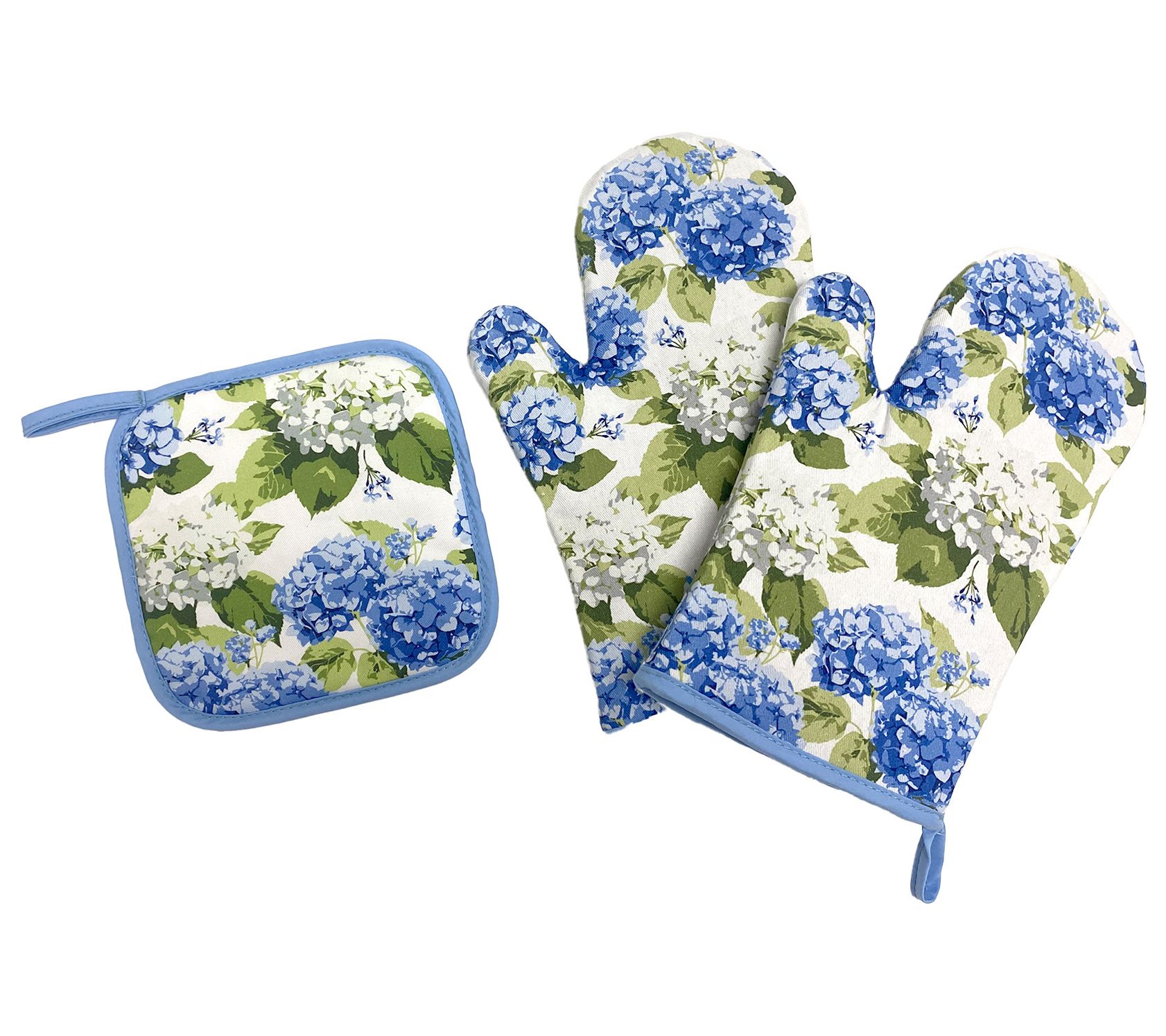 "As Is" Temp-tations Set of (2) Oven Mitts and Trivet Set