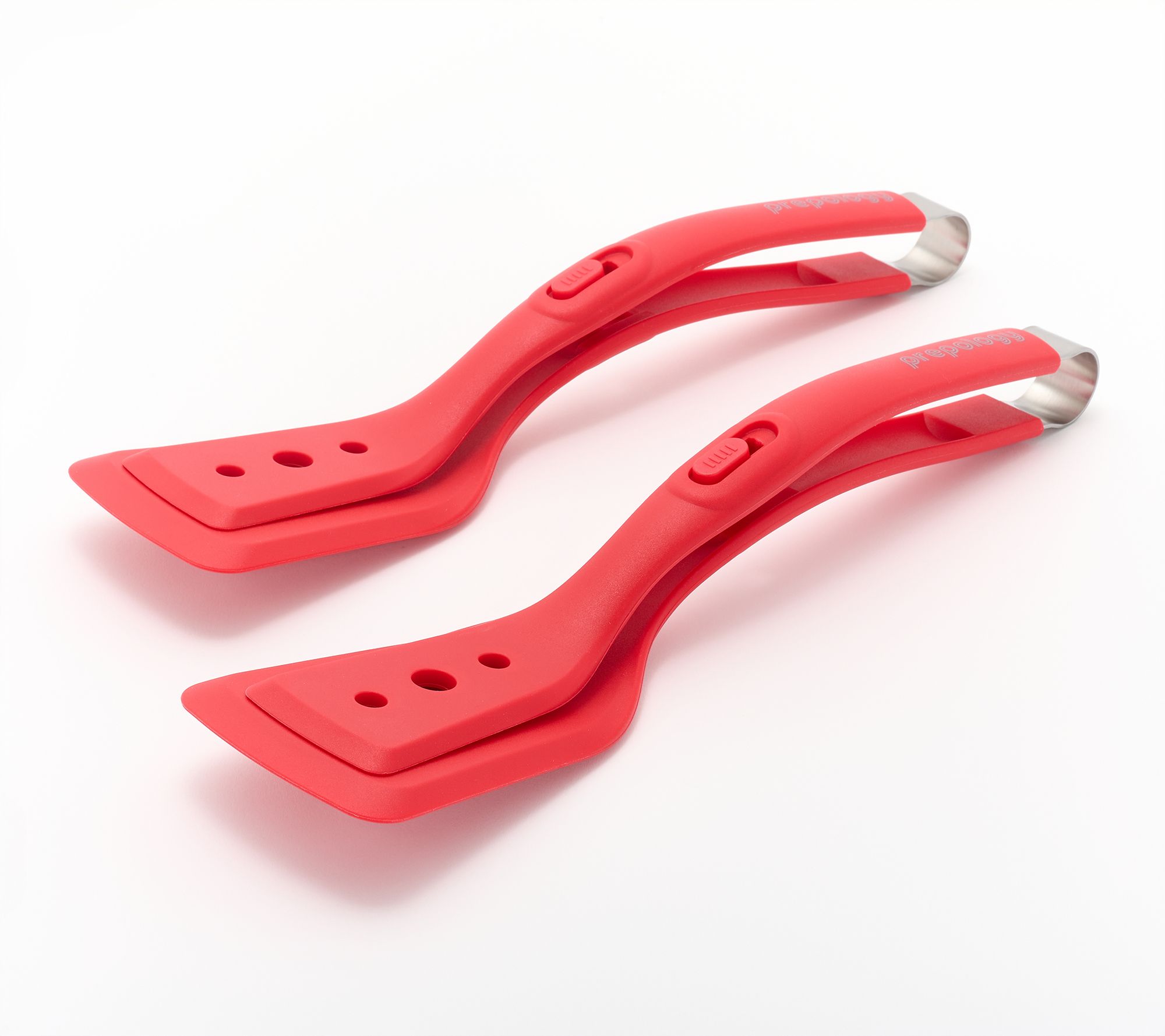 "As Is" Prepology Set of 2 Silicone Locking Spatula Tongs
